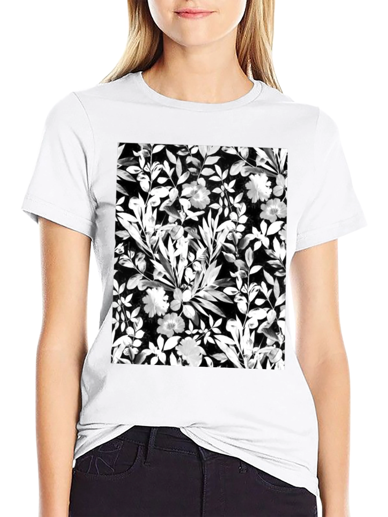 Floral Print Black T-Shirt