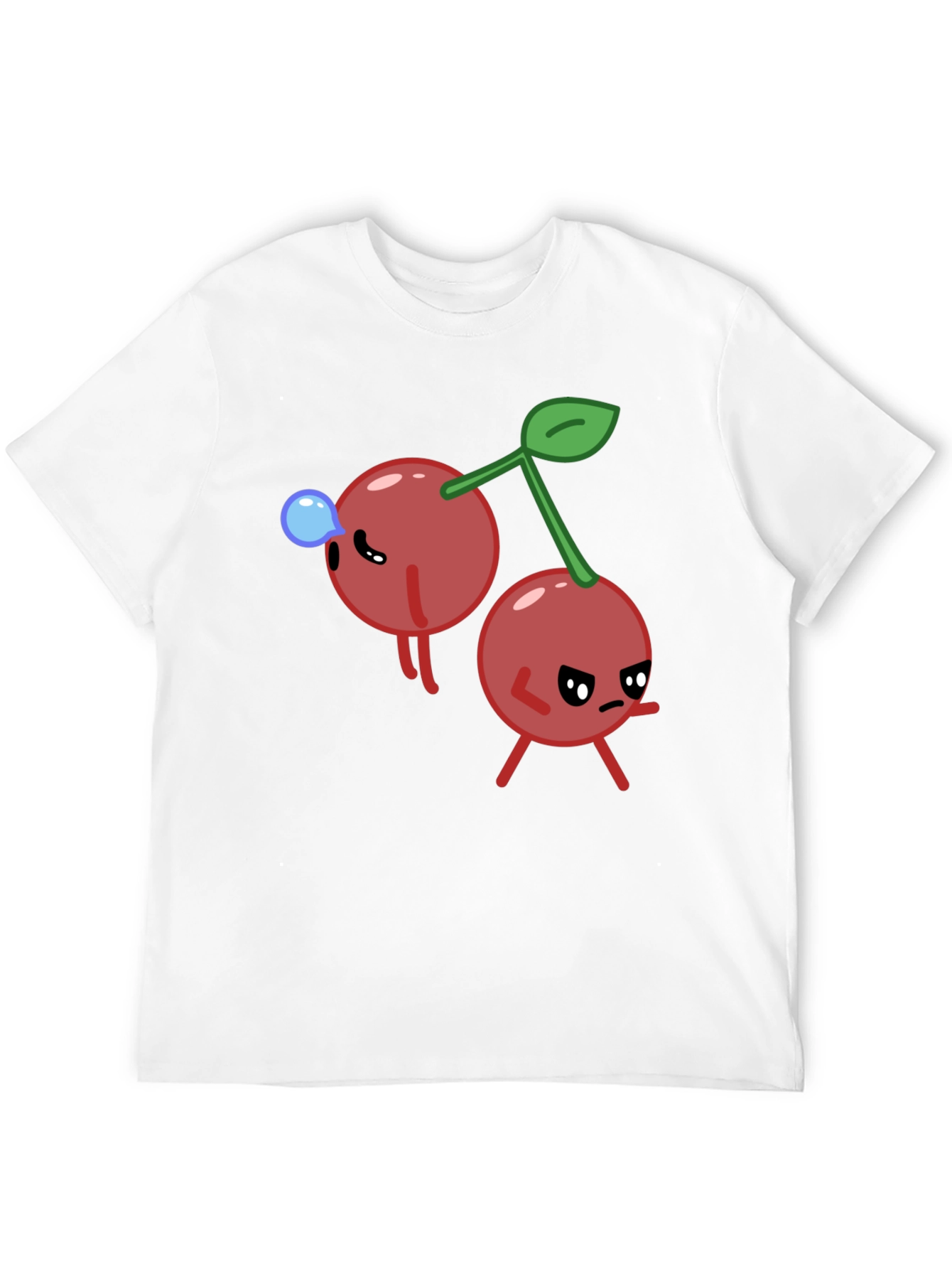 Funny Cherry Cartoon Black T-Shirt