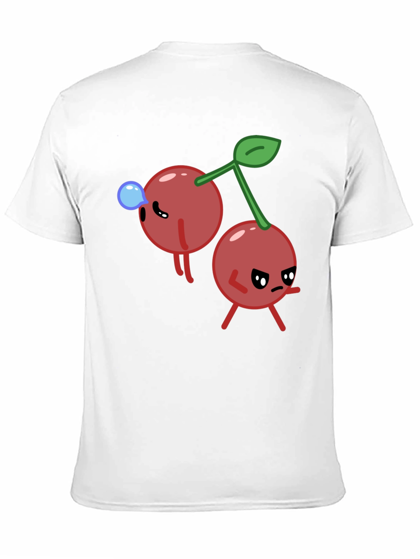 Funny Cherry Cartoon Black T-Shirt