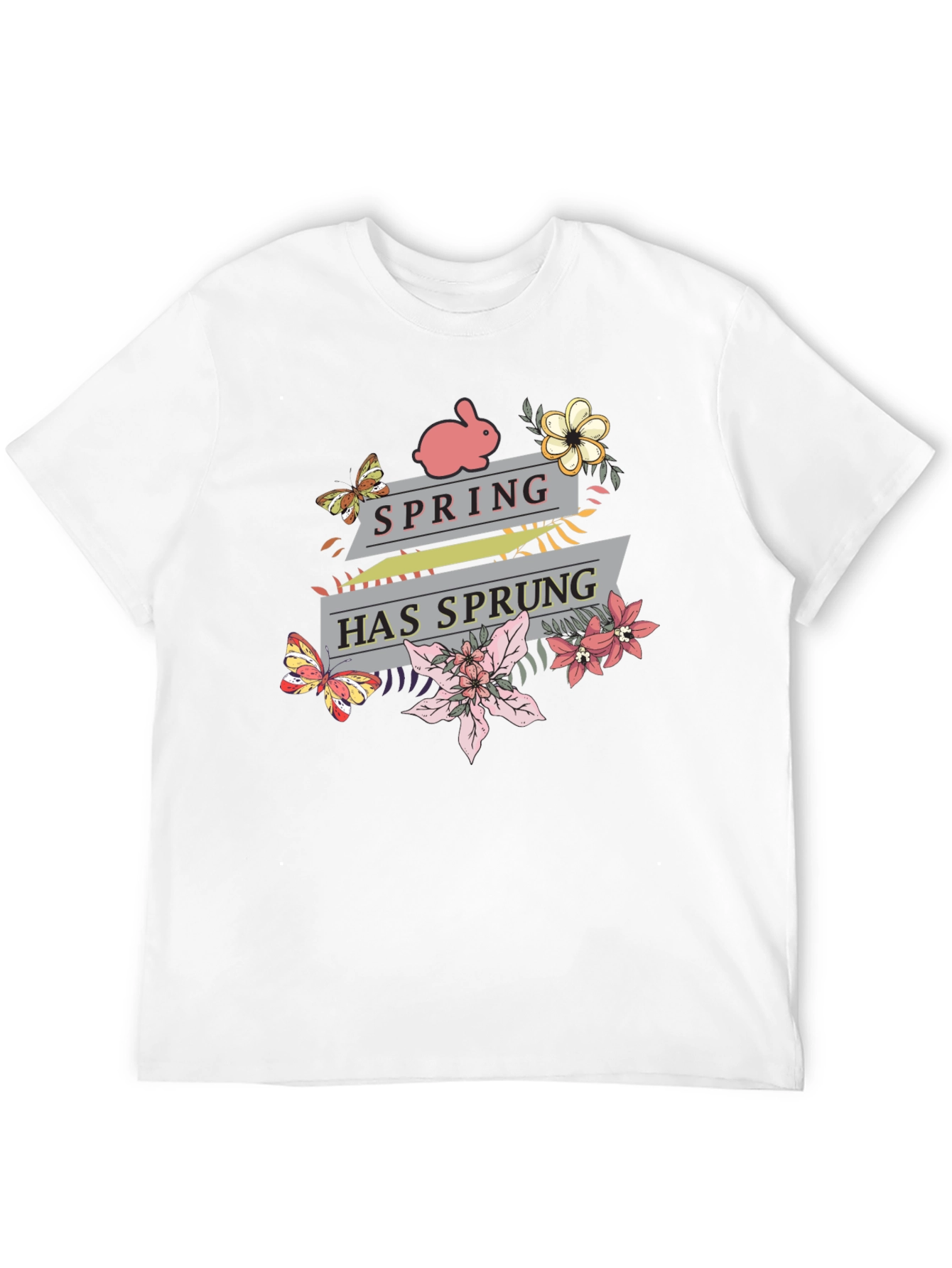 Spring Has Sprung Floral Bunny Graphic T-Shirt