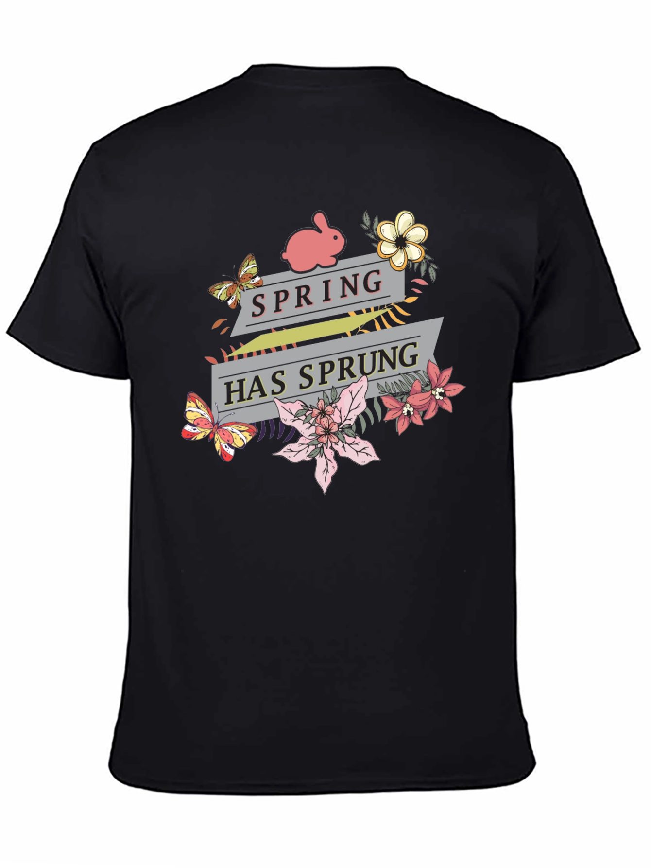 Spring Has Sprung Floral Bunny Graphic T-Shirt