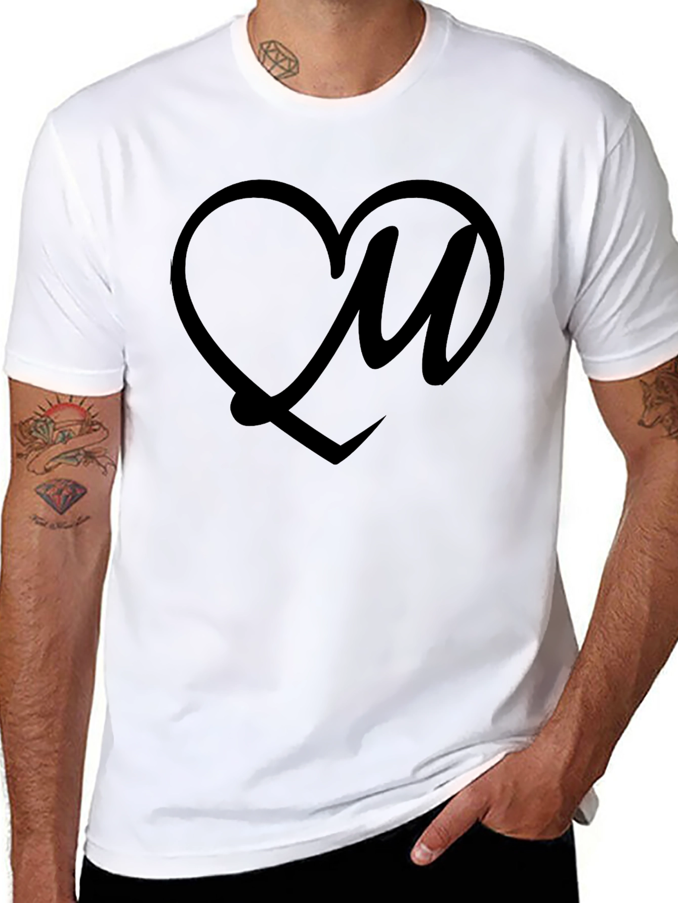 Heart Love Initial T-Shirt - Stylish Everyday Wear