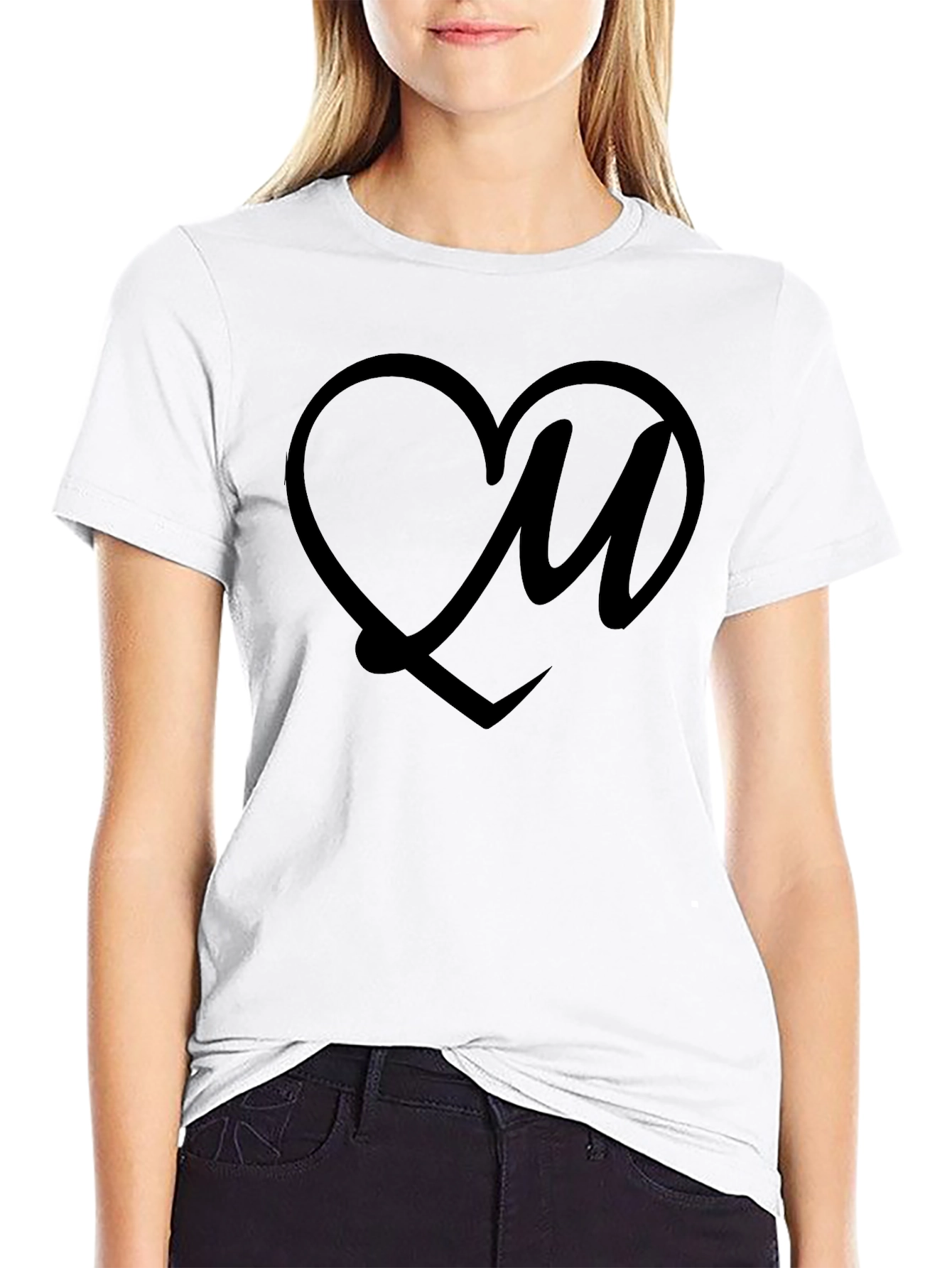 Heart Love Initial T-Shirt - Stylish Everyday Wear