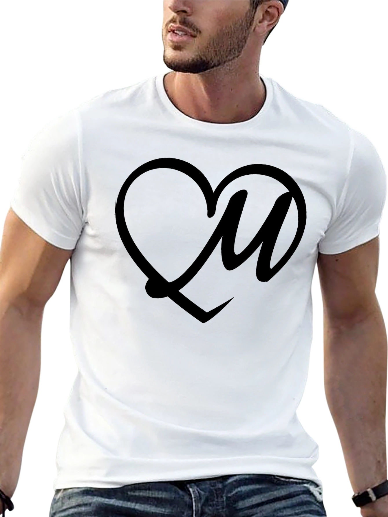 Heart Love Initial T-Shirt - Stylish Everyday Wear
