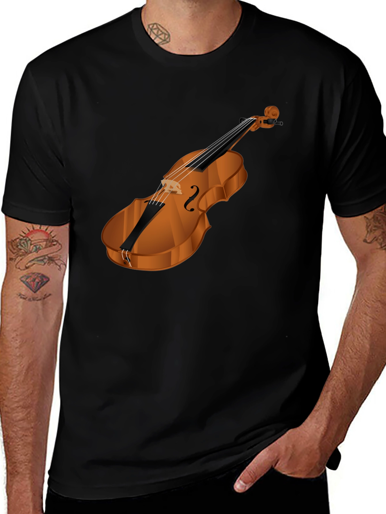 Violin Graphic Black T-Shirt