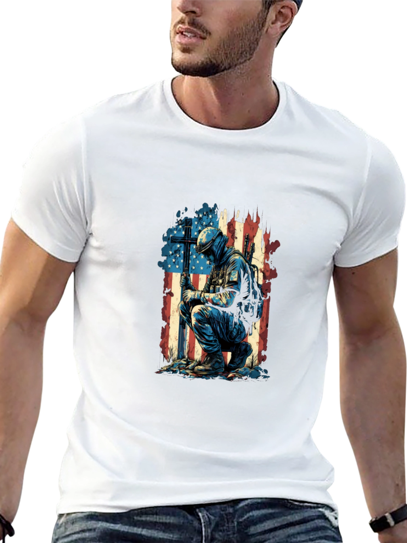 Patriotic Soldier Graphic T-Shirt