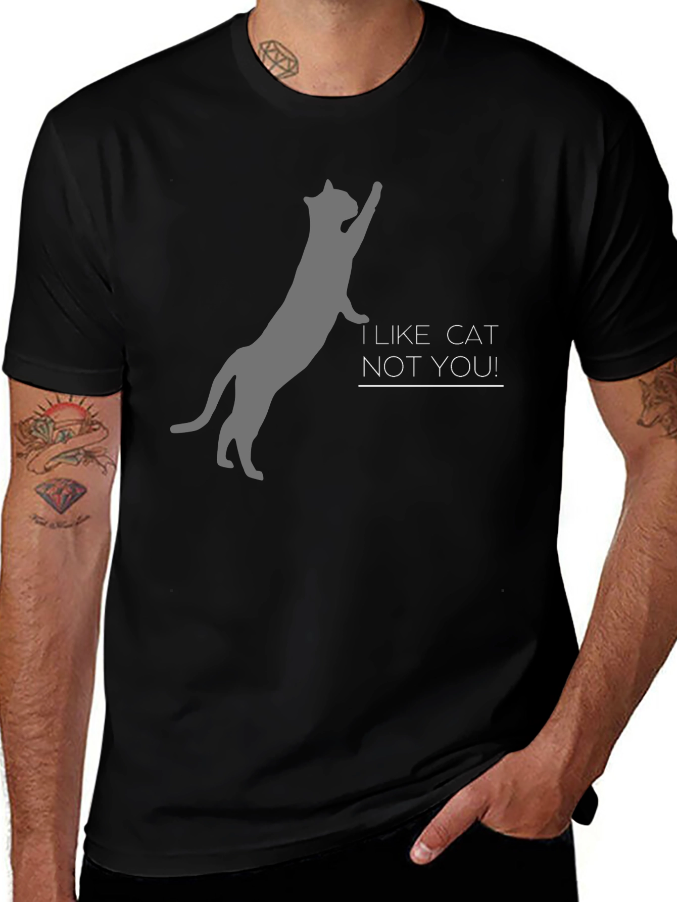 I Like Cat Not You! Black Tee