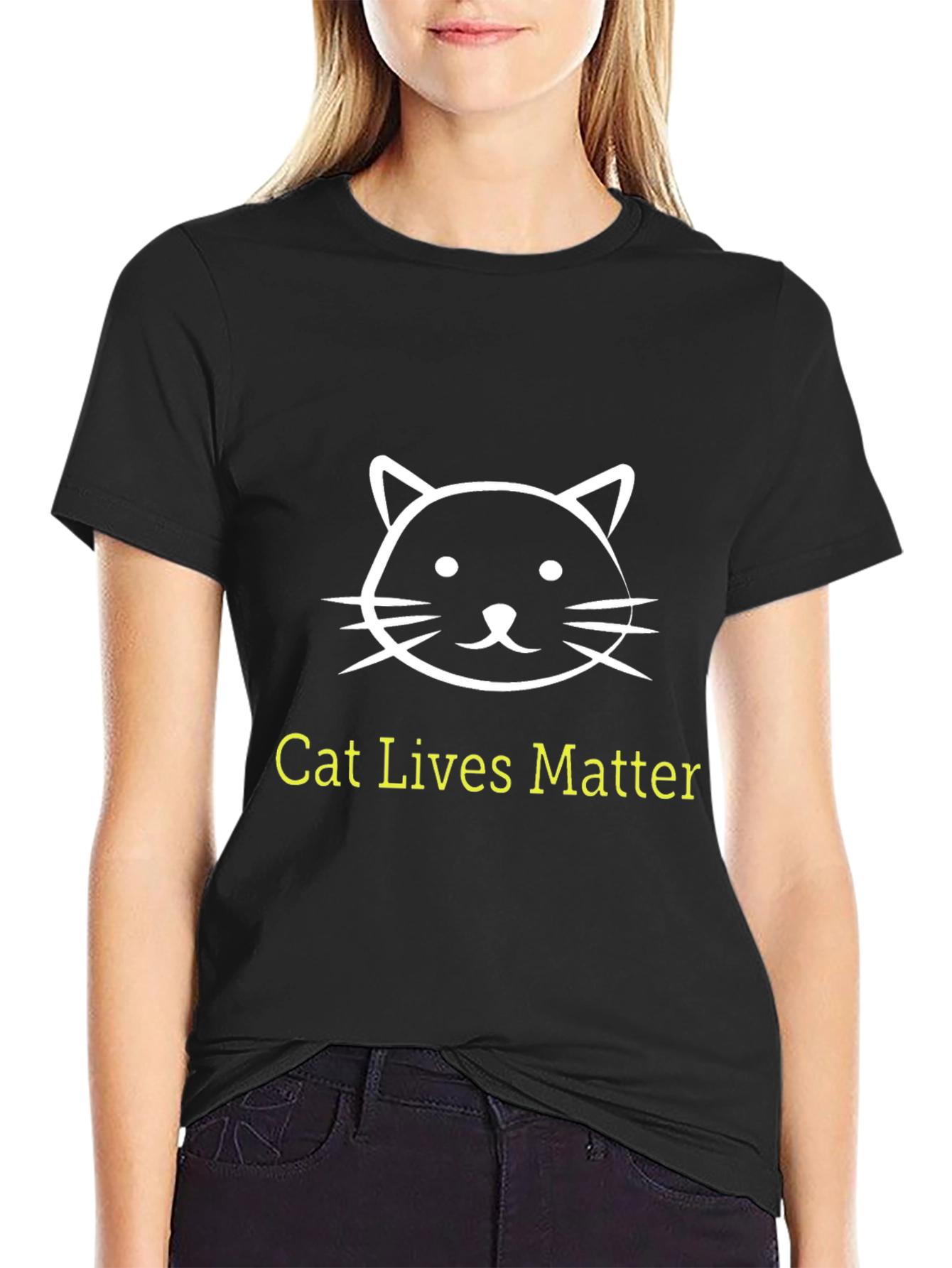 Cat Lives Matter Graphic Tee - Black