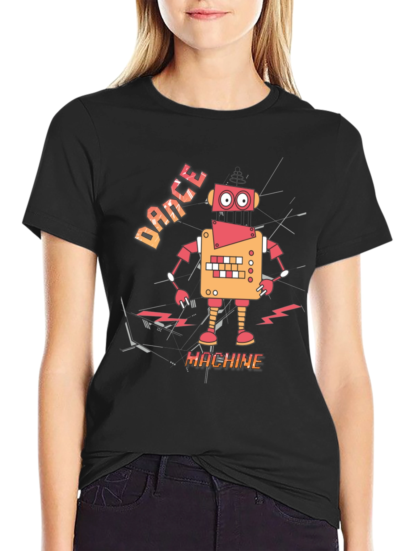 Dance Machine Robot Graphic Tee - Retro Style