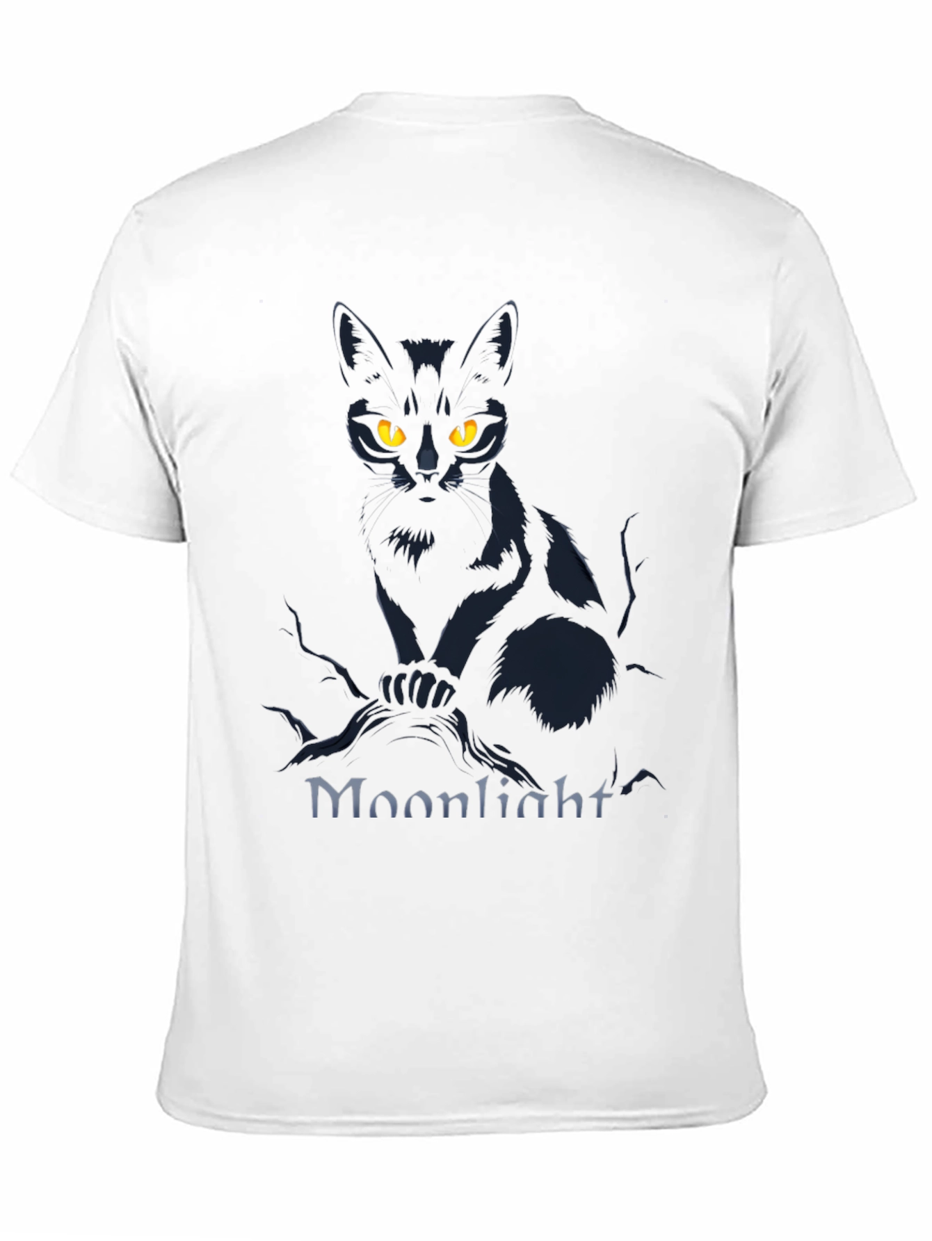 Moonlight Cat Graphic Tee - Mens Black T-Shirt