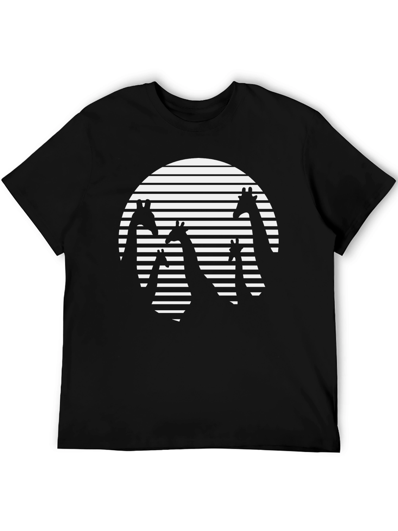 Giraffe Silhouette Striped Circle Graphic Tee