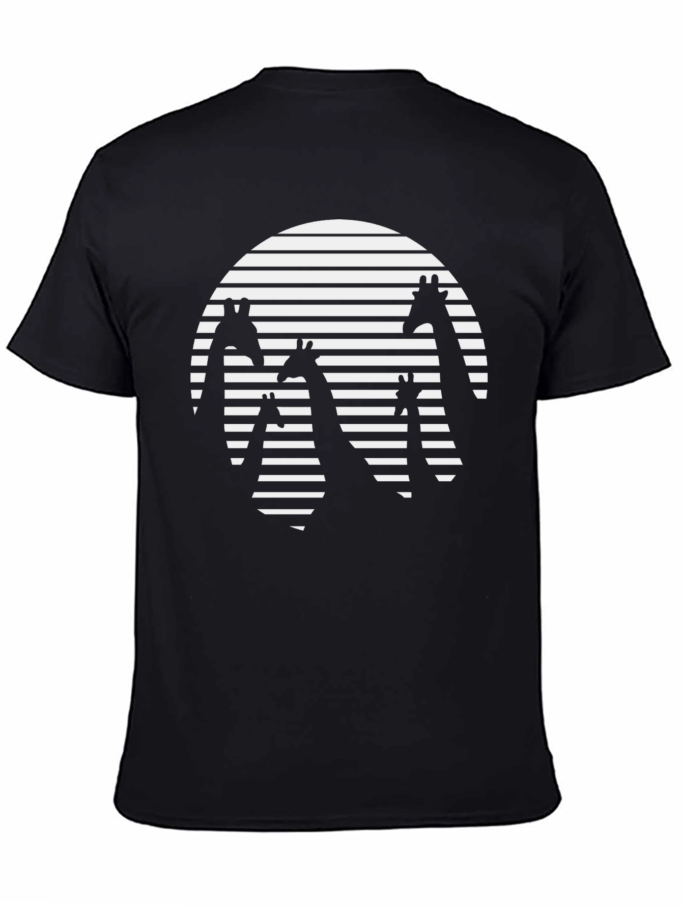 Giraffe Silhouette Striped Circle Graphic Tee