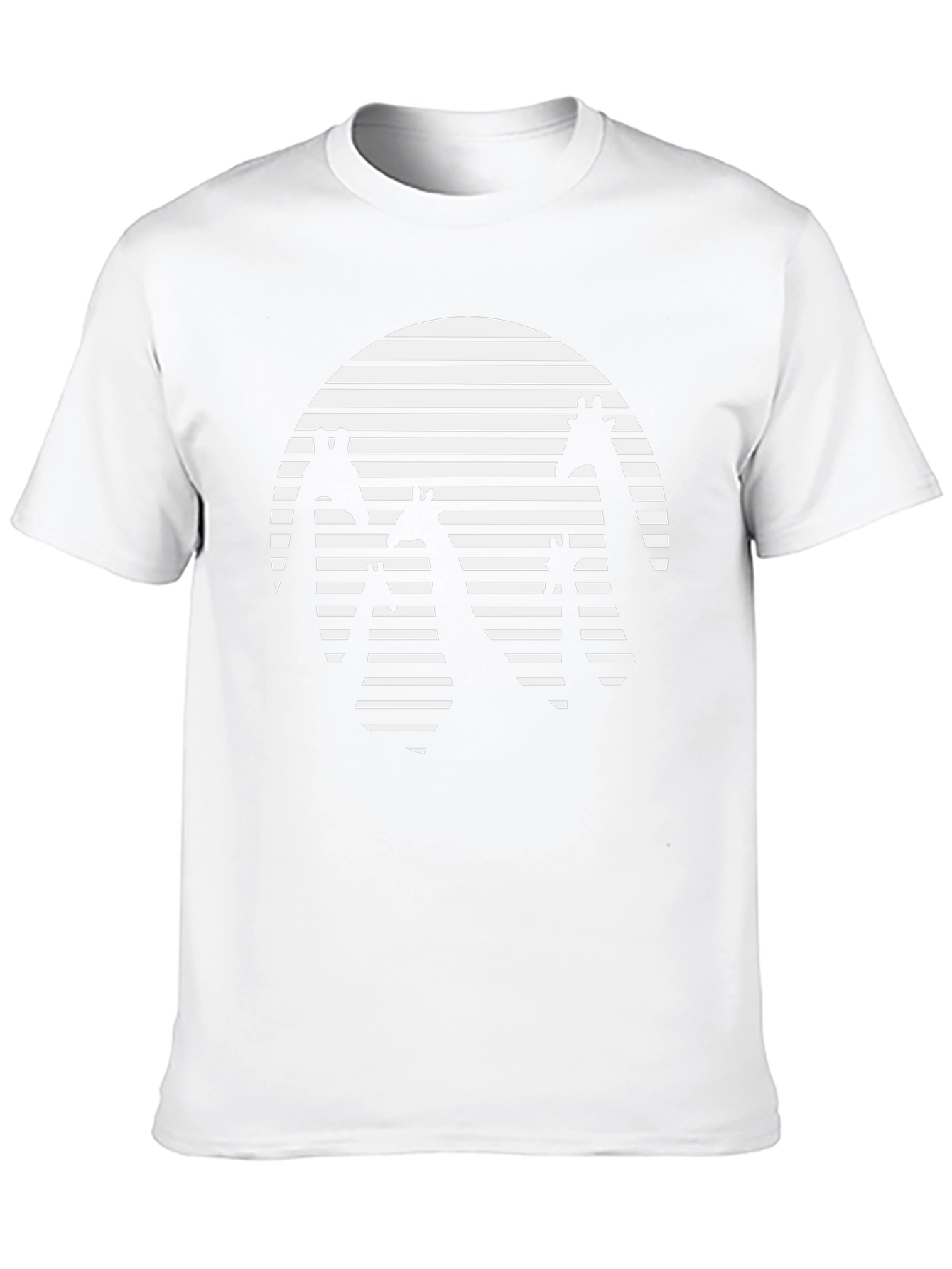 Giraffe Silhouette Striped Circle Graphic Tee