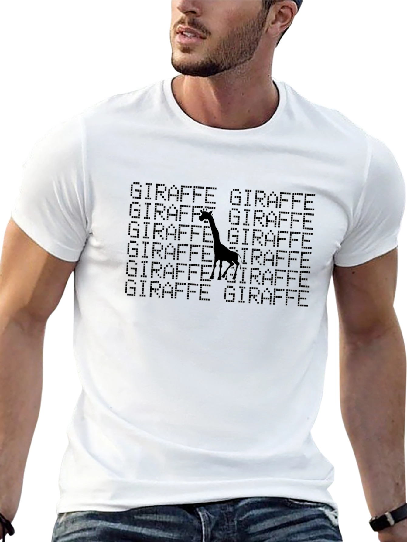 Giraffe Pattern Black T-Shirt - Unique Animal Design