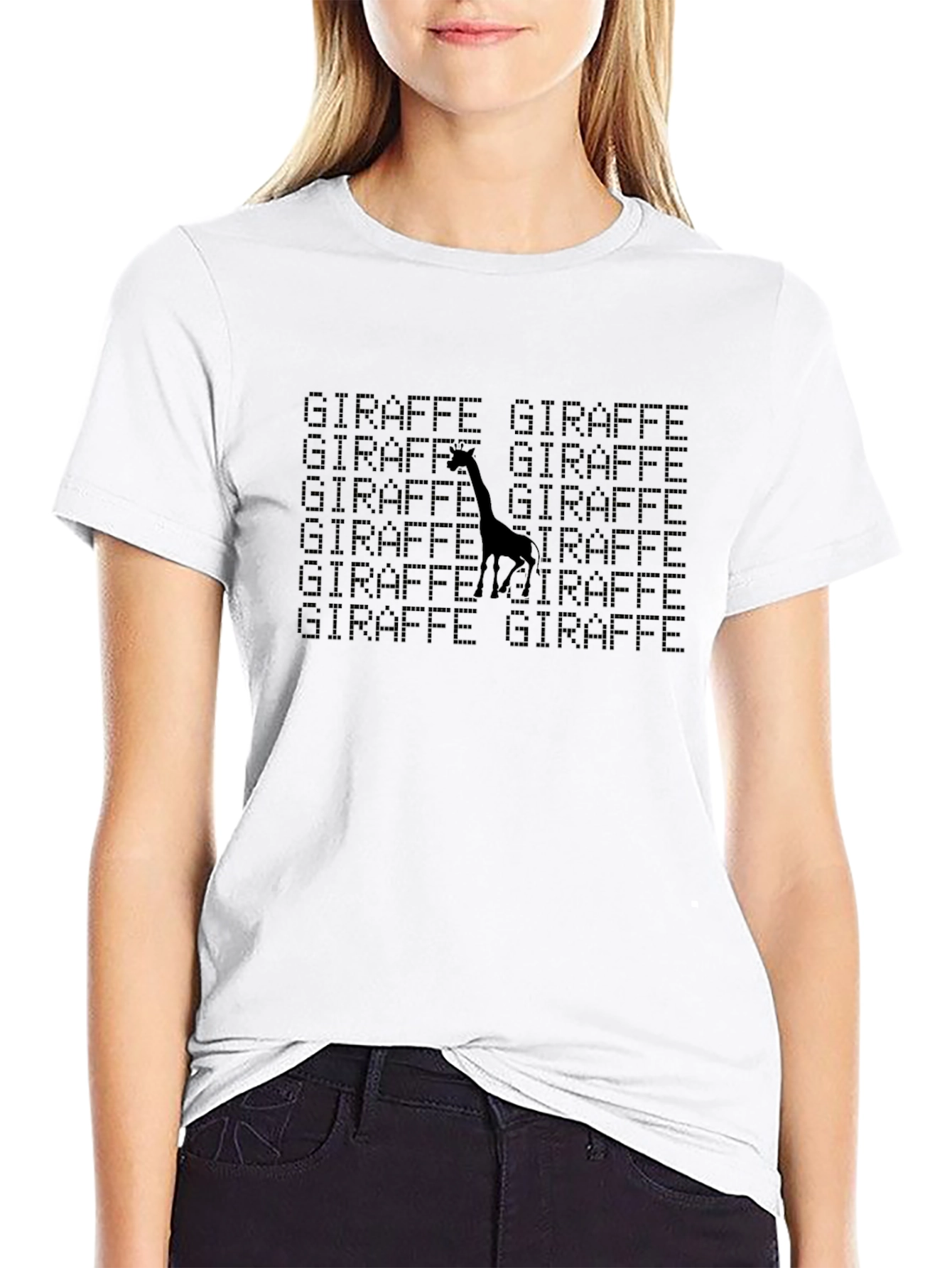 Giraffe Pattern Black T-Shirt - Unique Animal Design