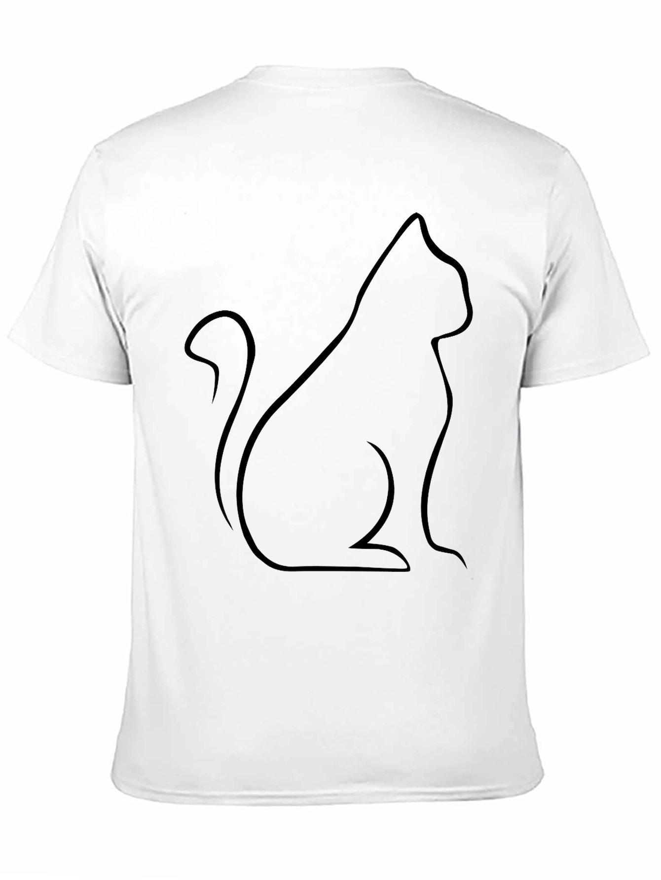 Black Cat Outline T-Shirt - Minimalist Design