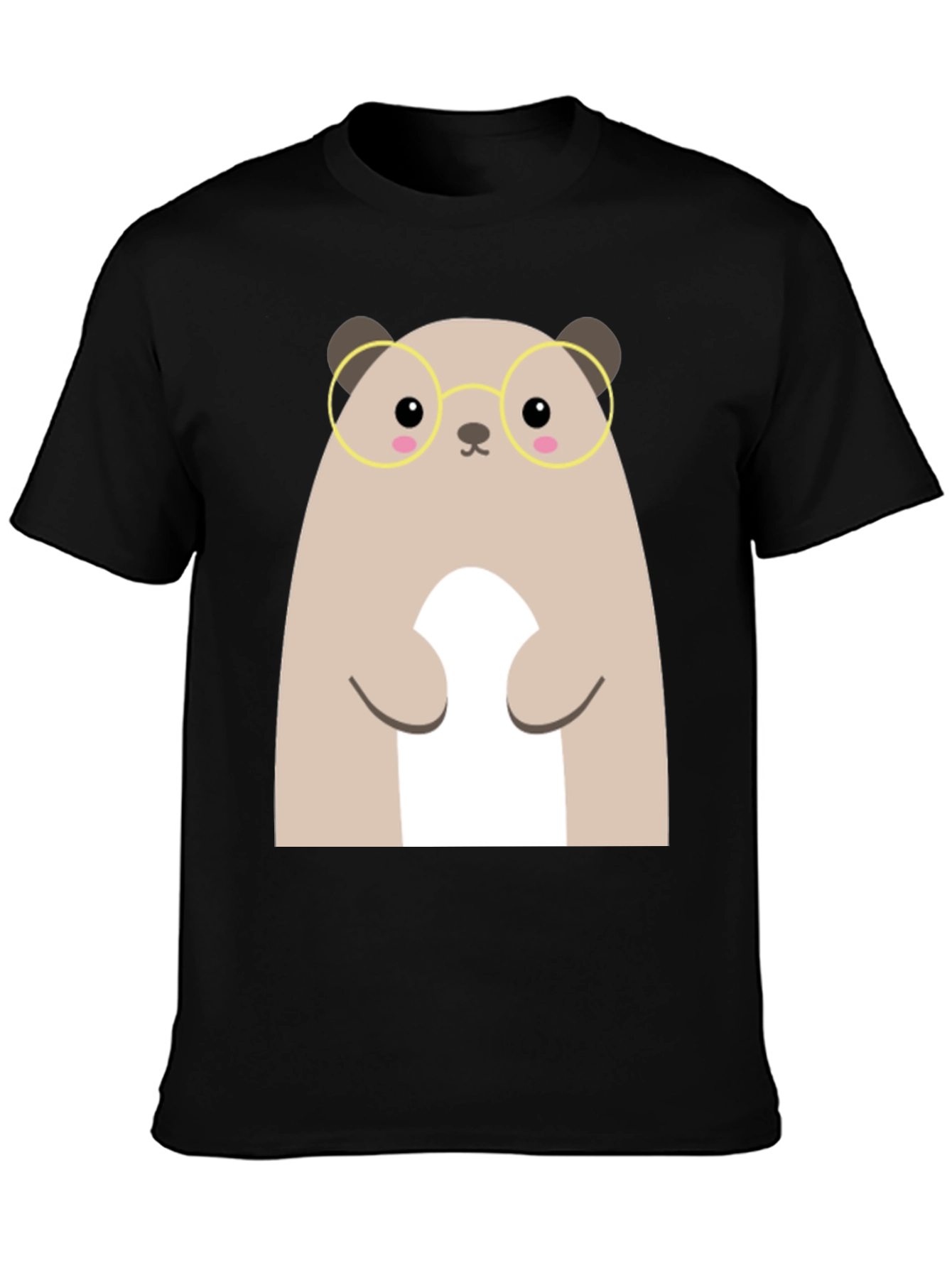 Cute Hamster with Glasses Black T-Shirt