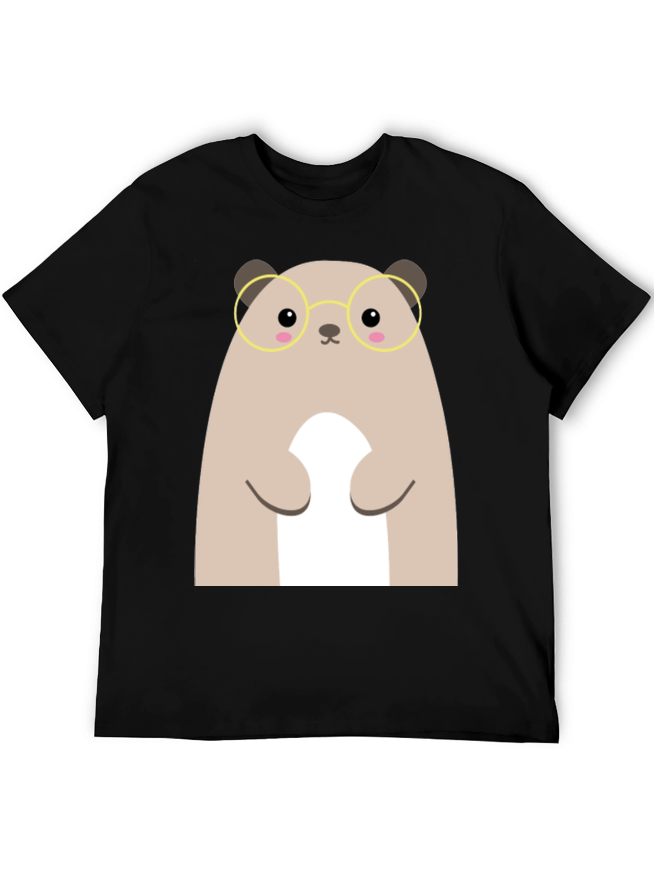 Cute Hamster with Glasses Black T-Shirt