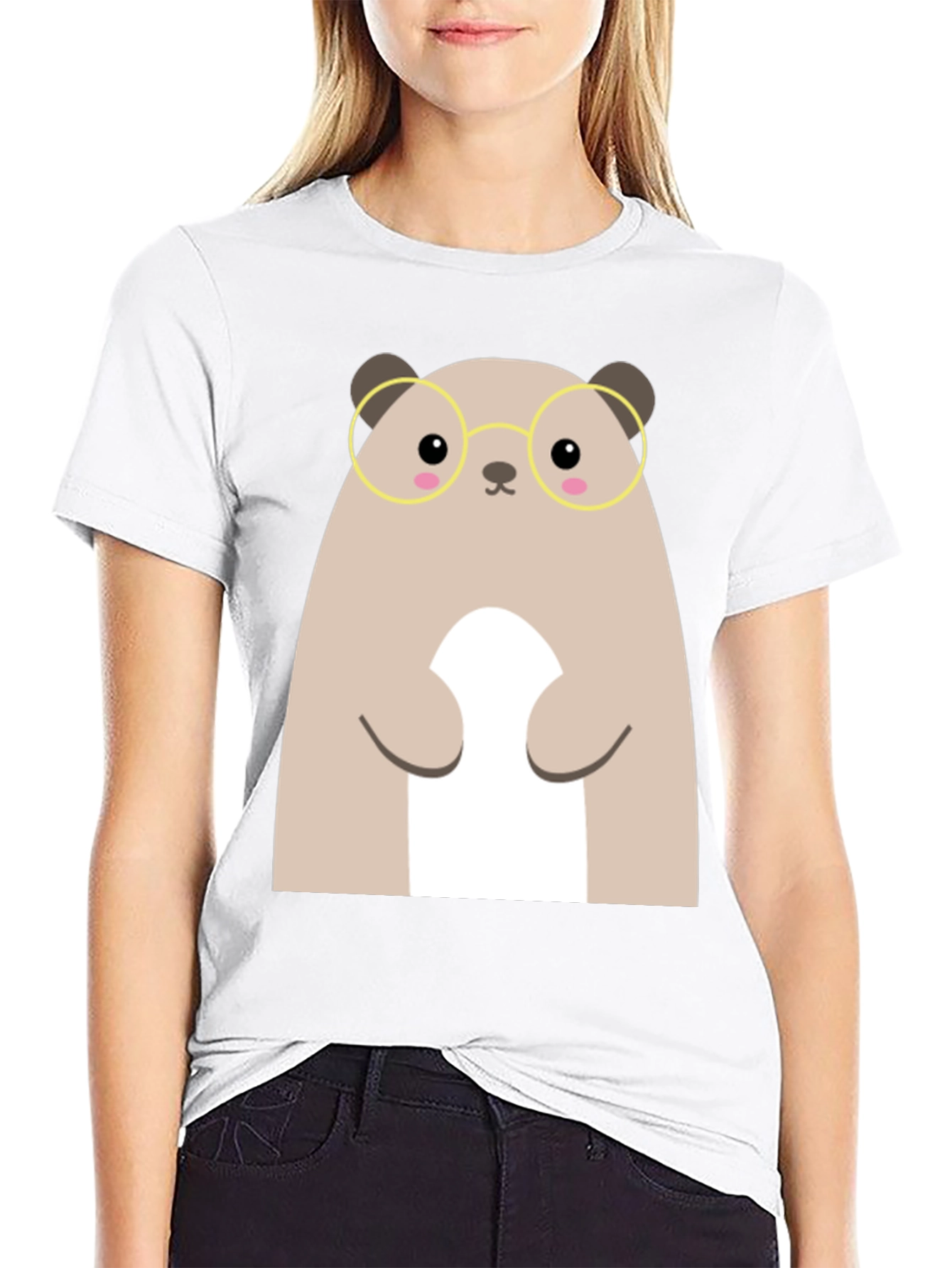 Cute Hamster with Glasses Black T-Shirt