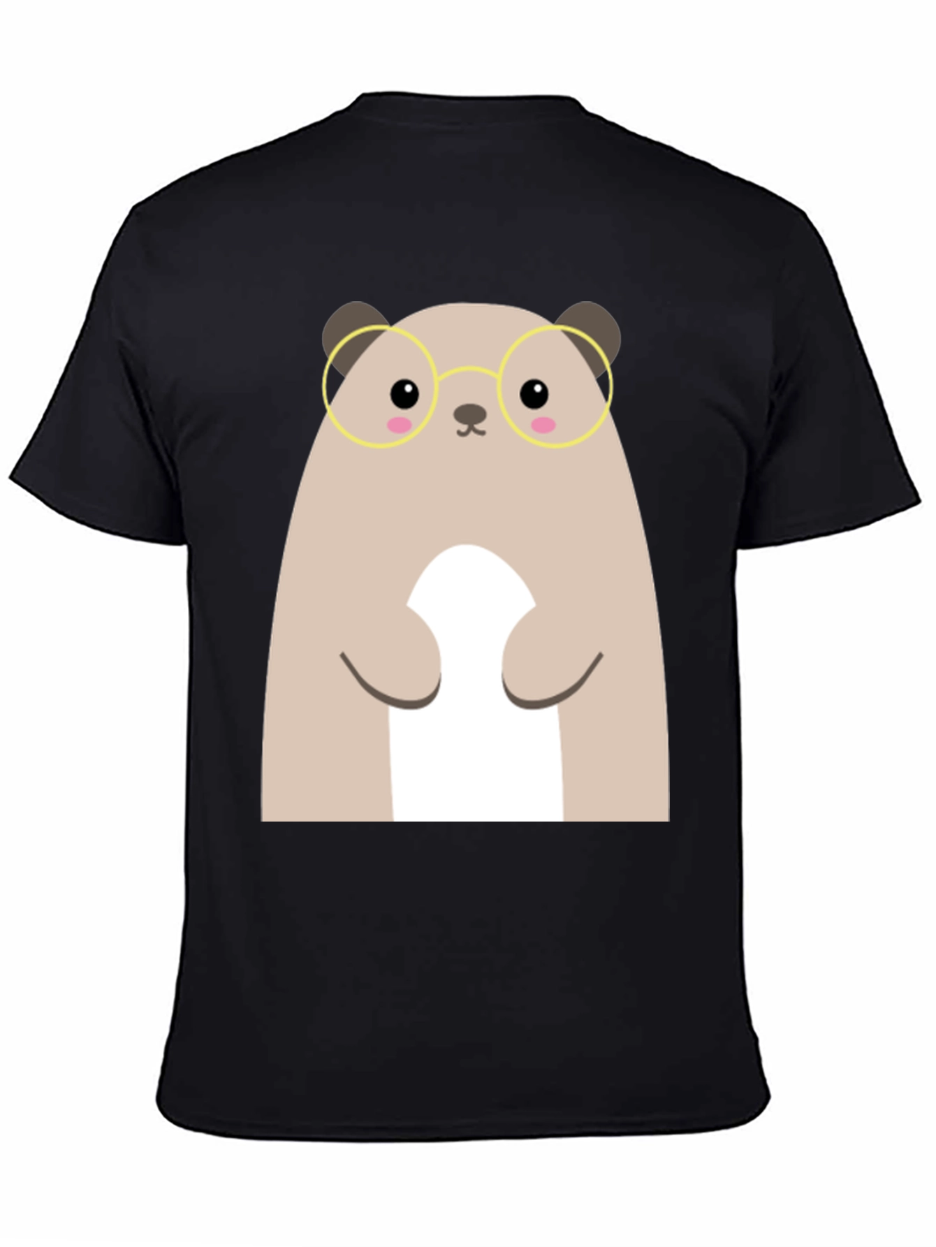 Cute Hamster with Glasses Black T-Shirt