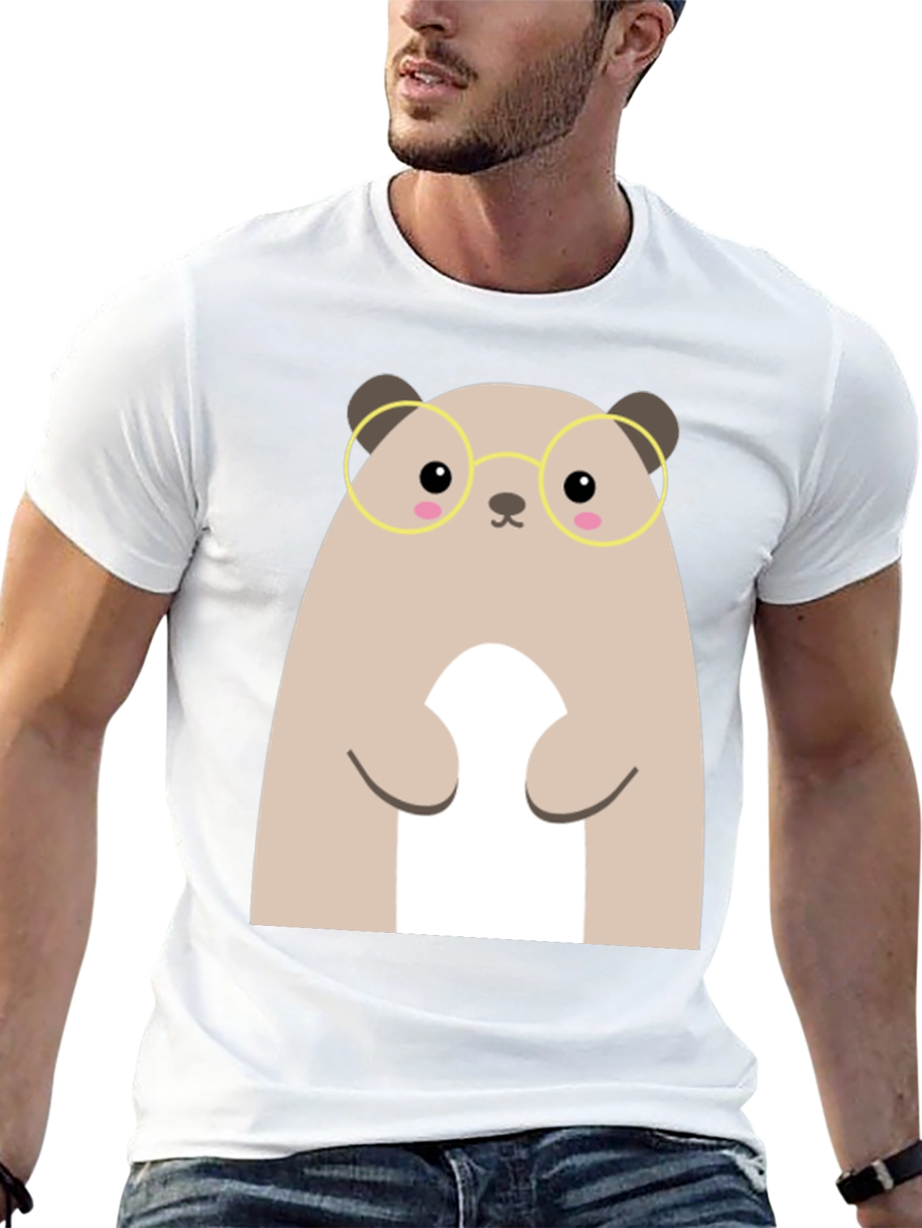 Cute Hamster with Glasses Black T-Shirt