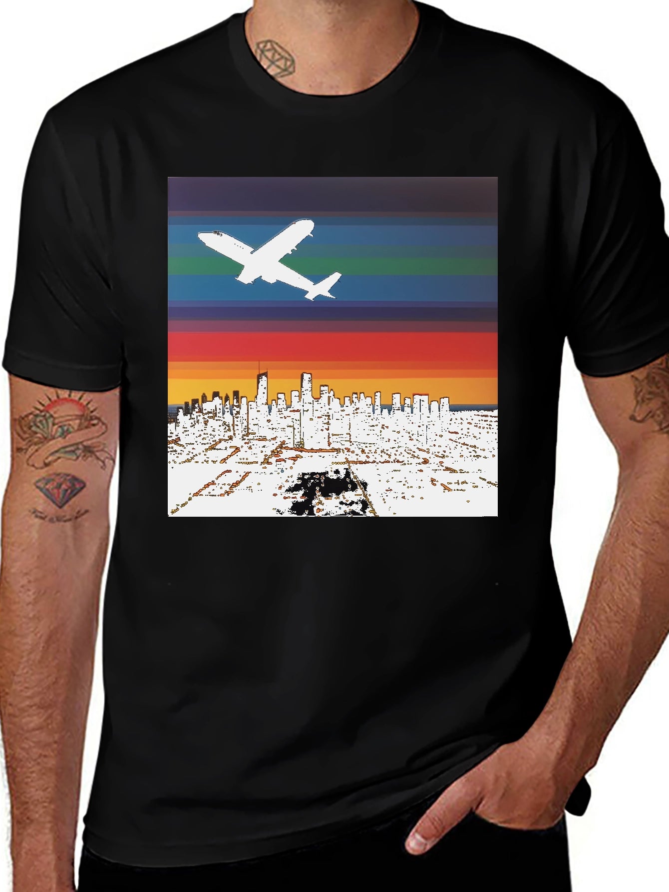 Retro Airplane Skyline T-Shirt