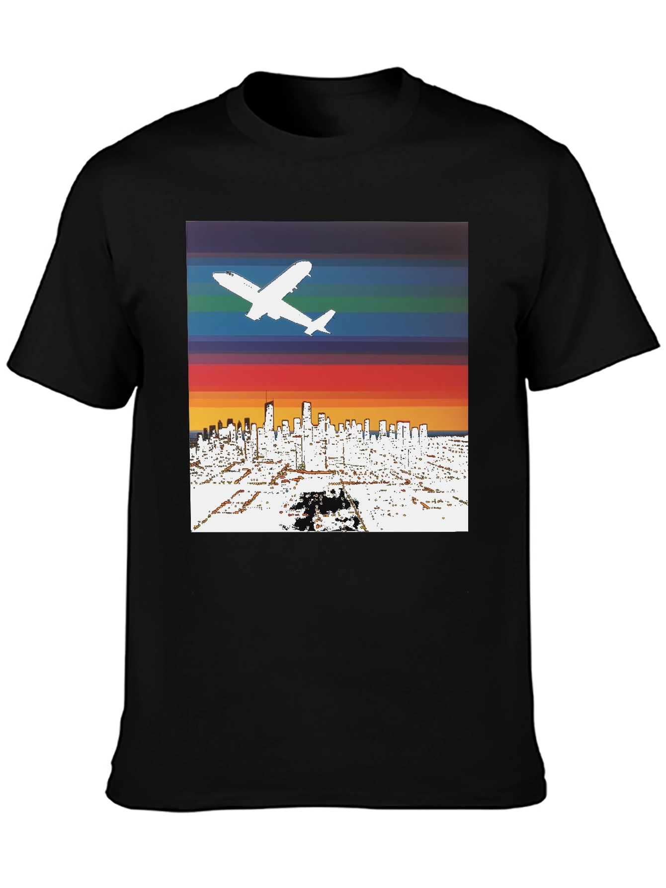Retro Airplane Skyline T-Shirt