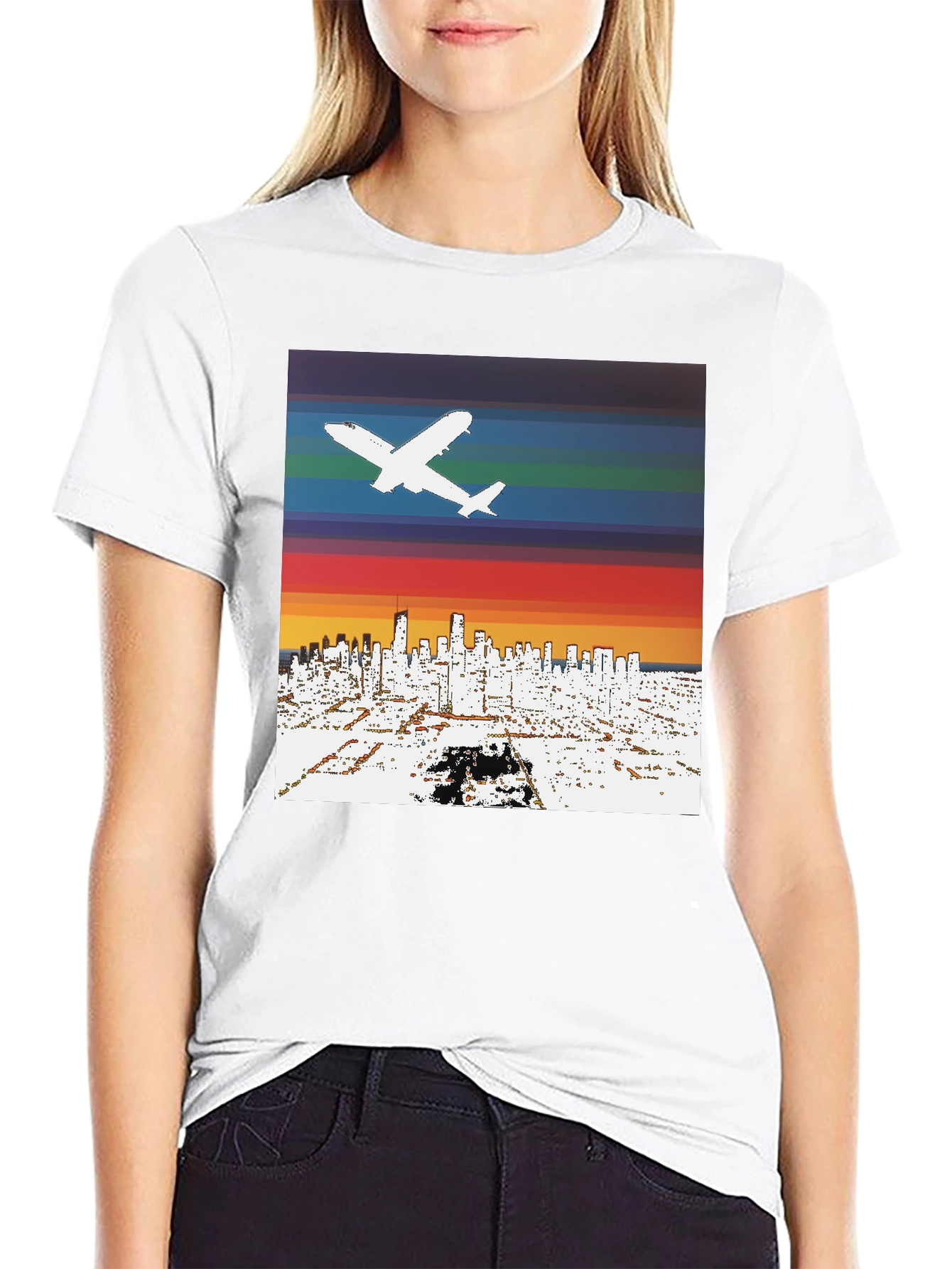 Retro Airplane Skyline T-Shirt