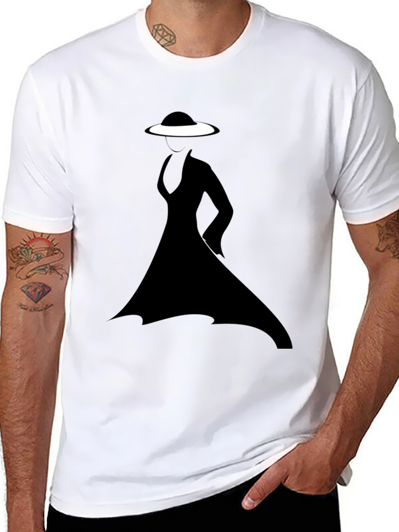 Silhouette Lady in Hat Graphic T-Shirt