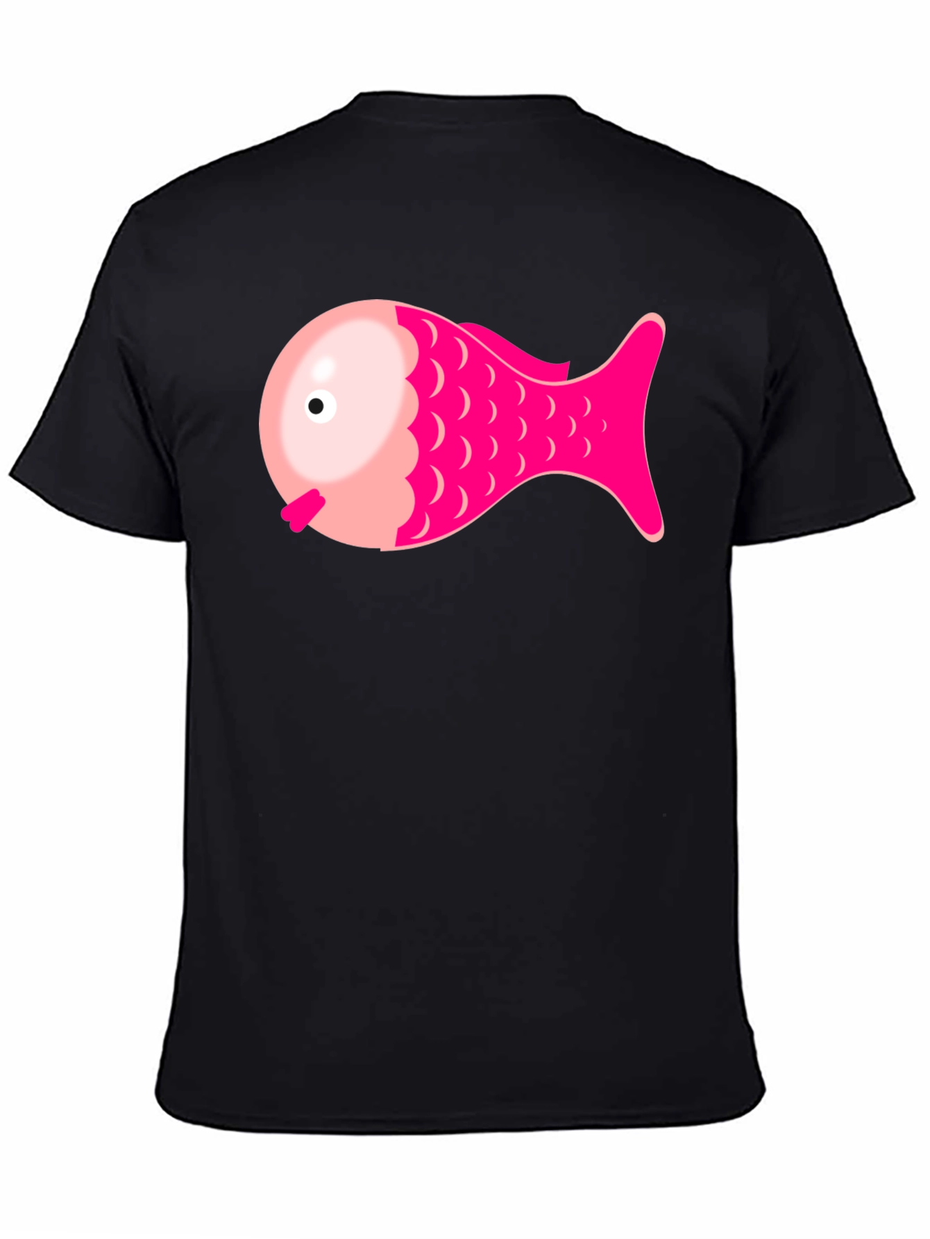 Pink Fish Graphic Tee - Black Cotton Blend Shirt