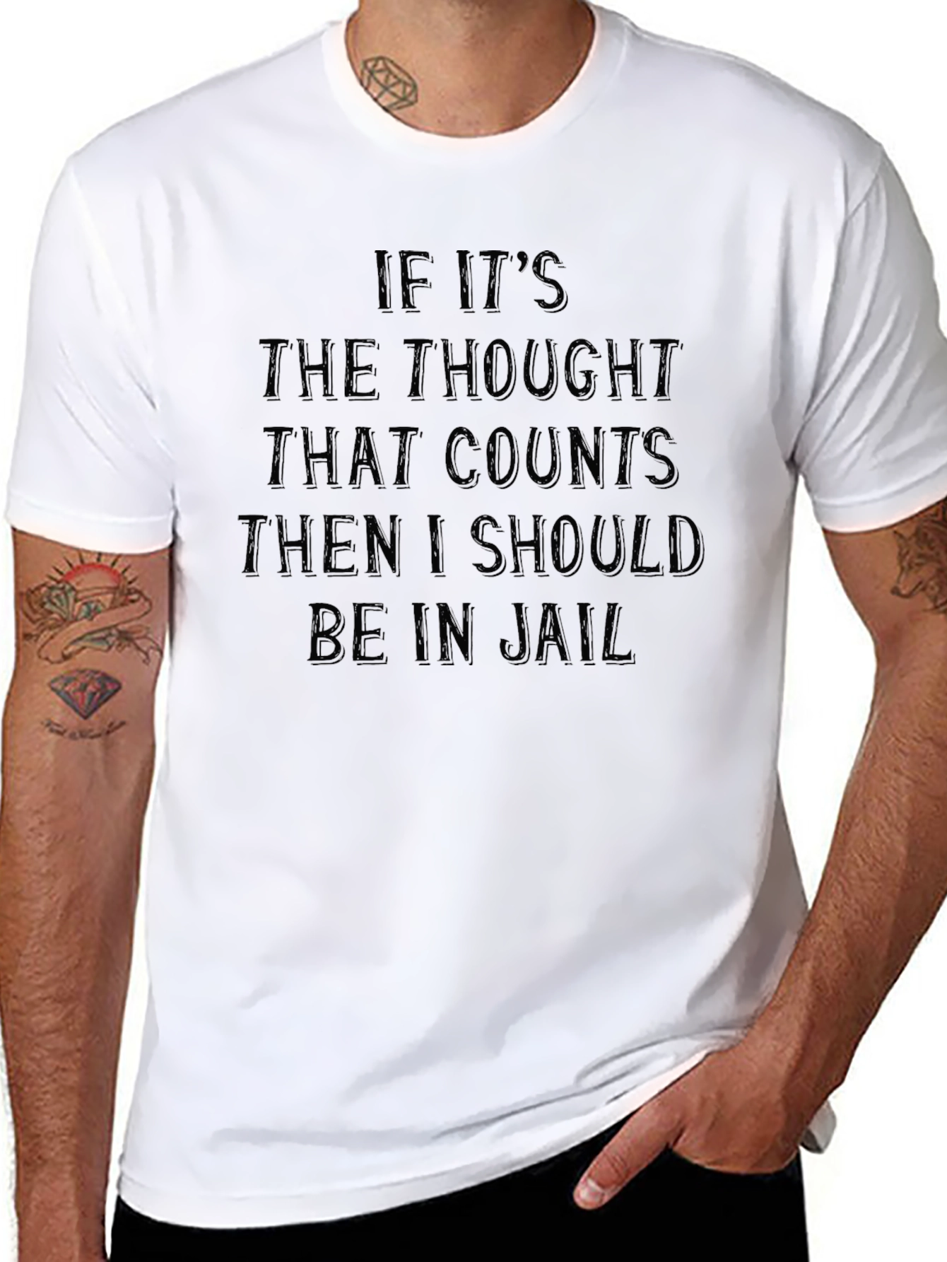Humorous Black T-Shirt - If Its The Thought...