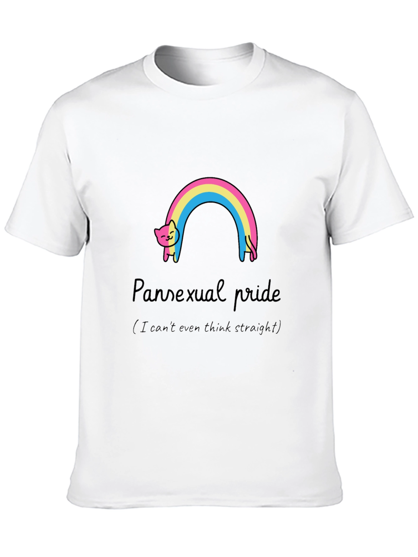 Pansexual Pride Cat Rainbow Graphic T-Shirt