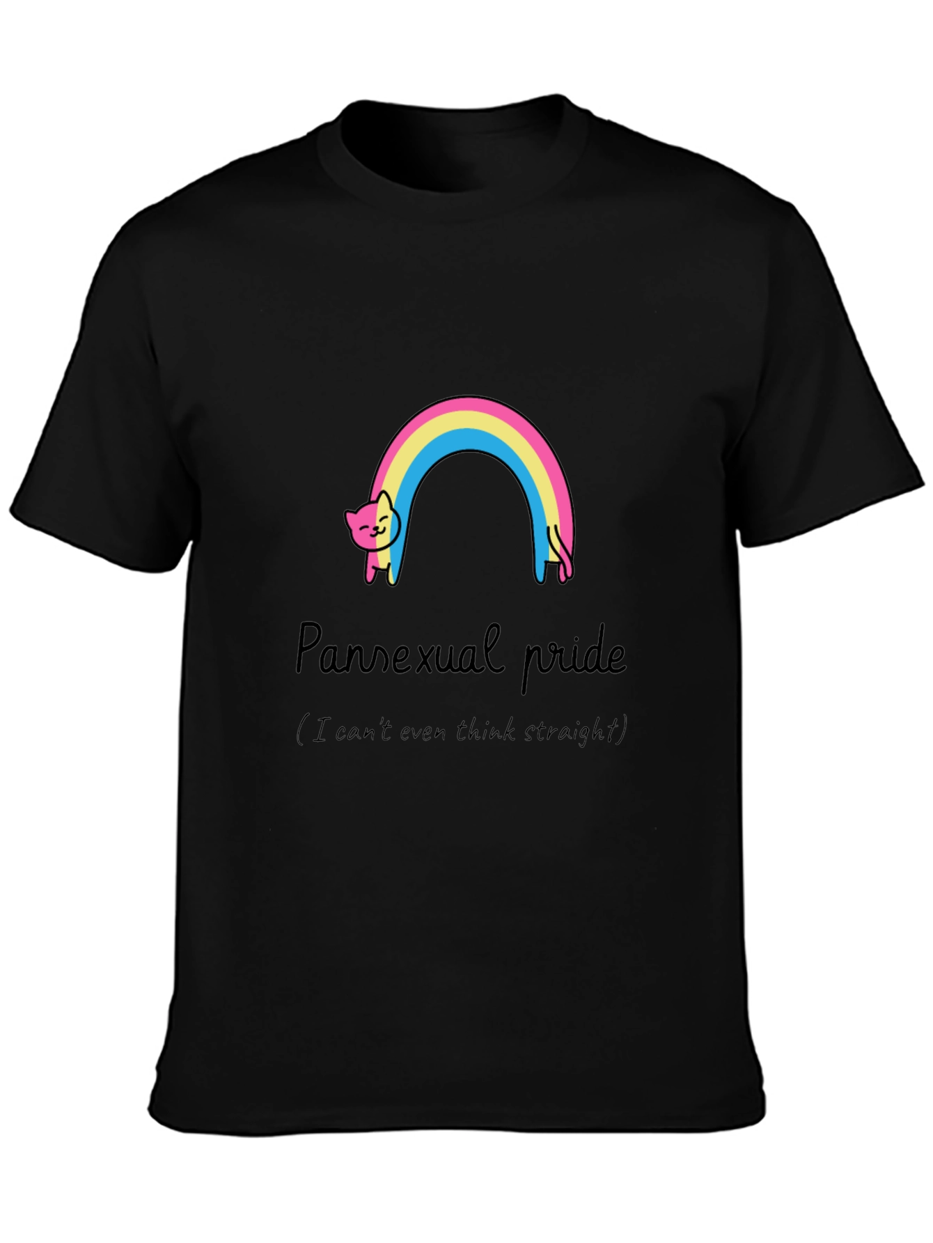 Pansexual Pride Cat Rainbow Graphic T-Shirt