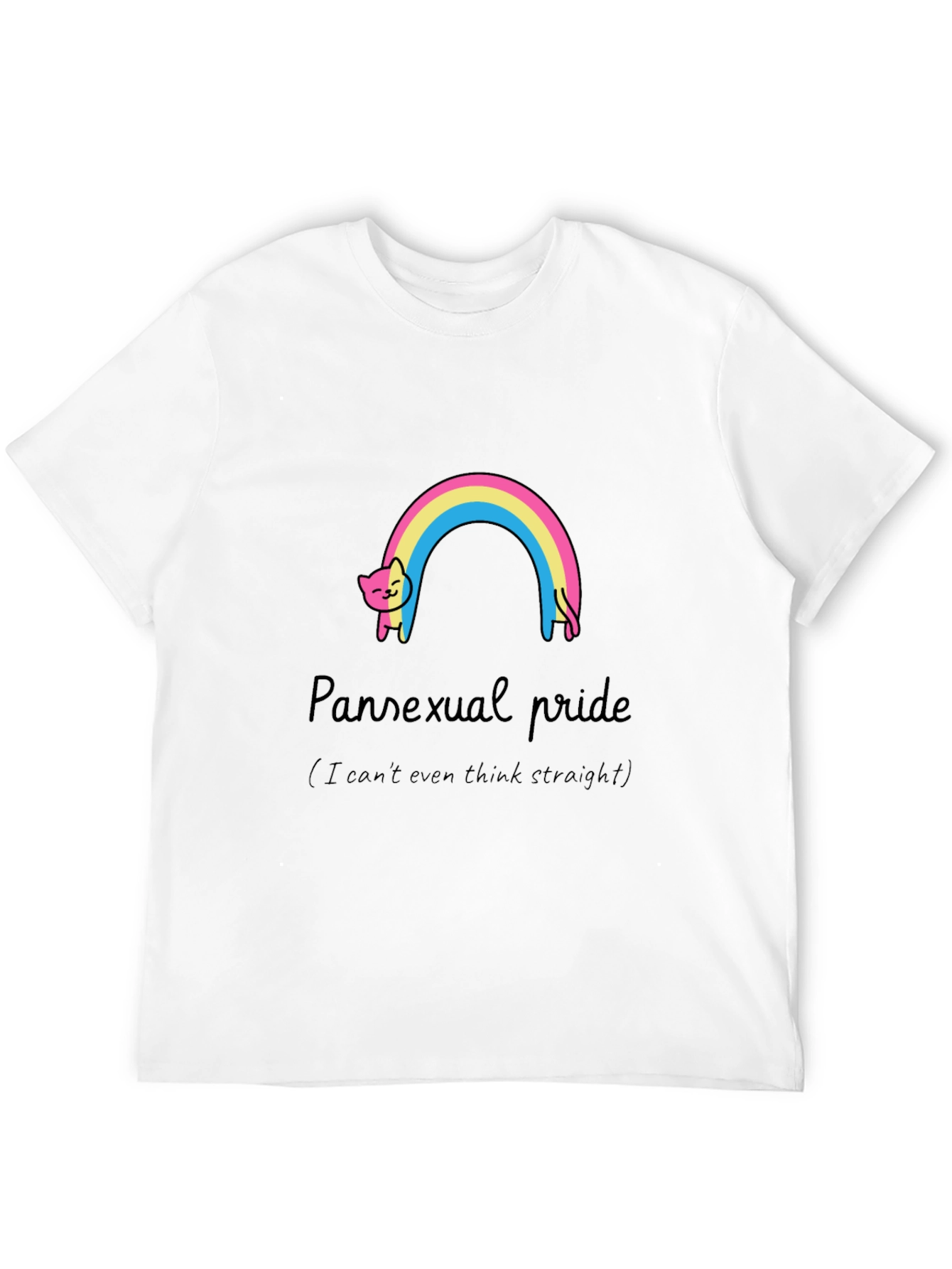 Pansexual Pride Cat Rainbow Graphic T-Shirt