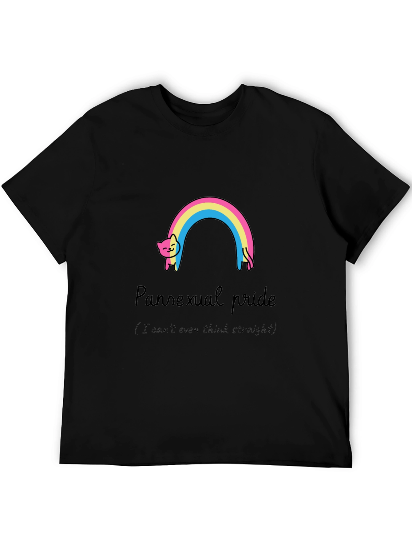 Pansexual Pride Cat Rainbow Graphic T-Shirt