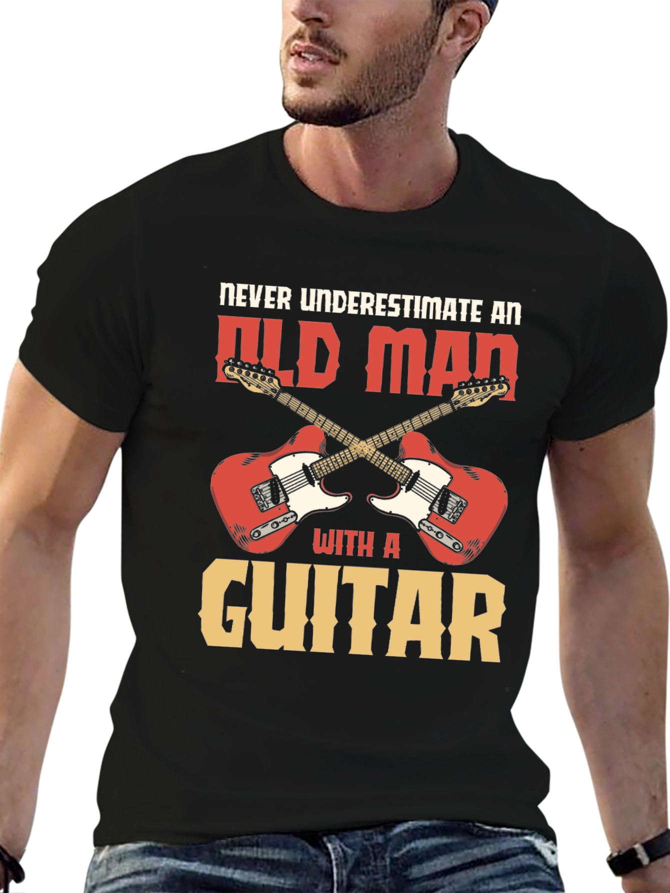 Never Underestimate an Old Man with a Guitar T-Shirt