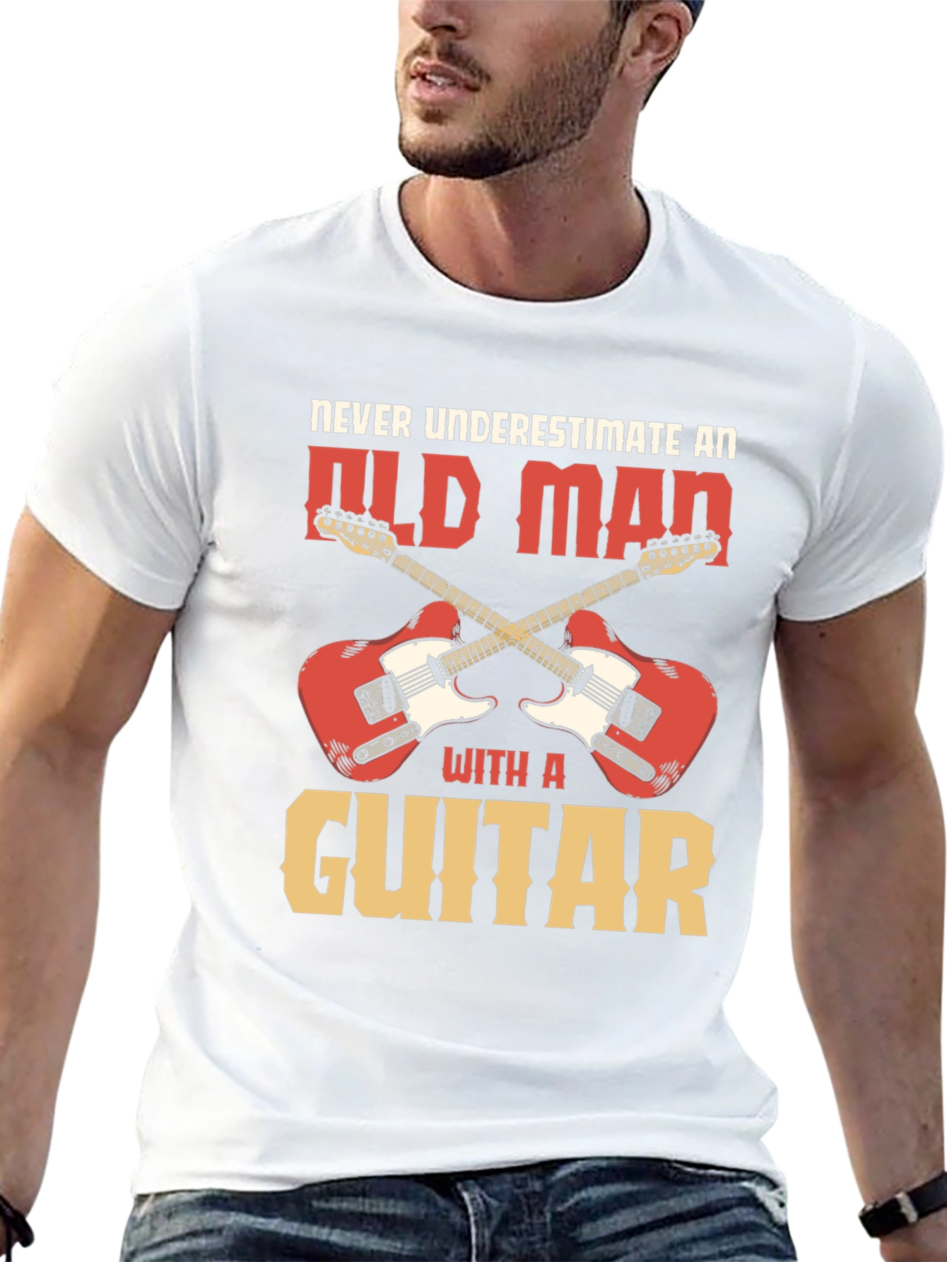 Never Underestimate an Old Man with a Guitar T-Shirt