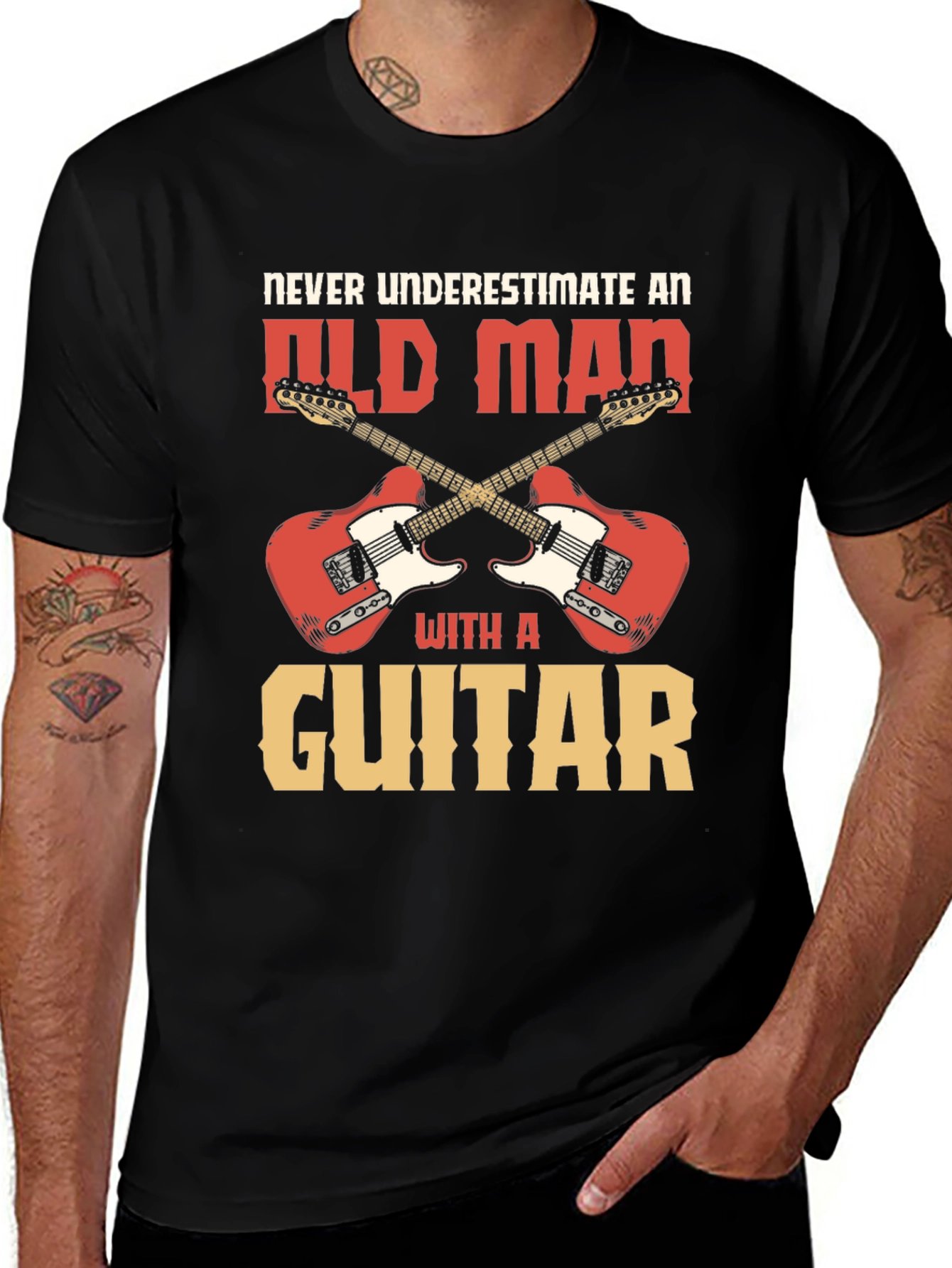 Never Underestimate an Old Man with a Guitar T-Shirt