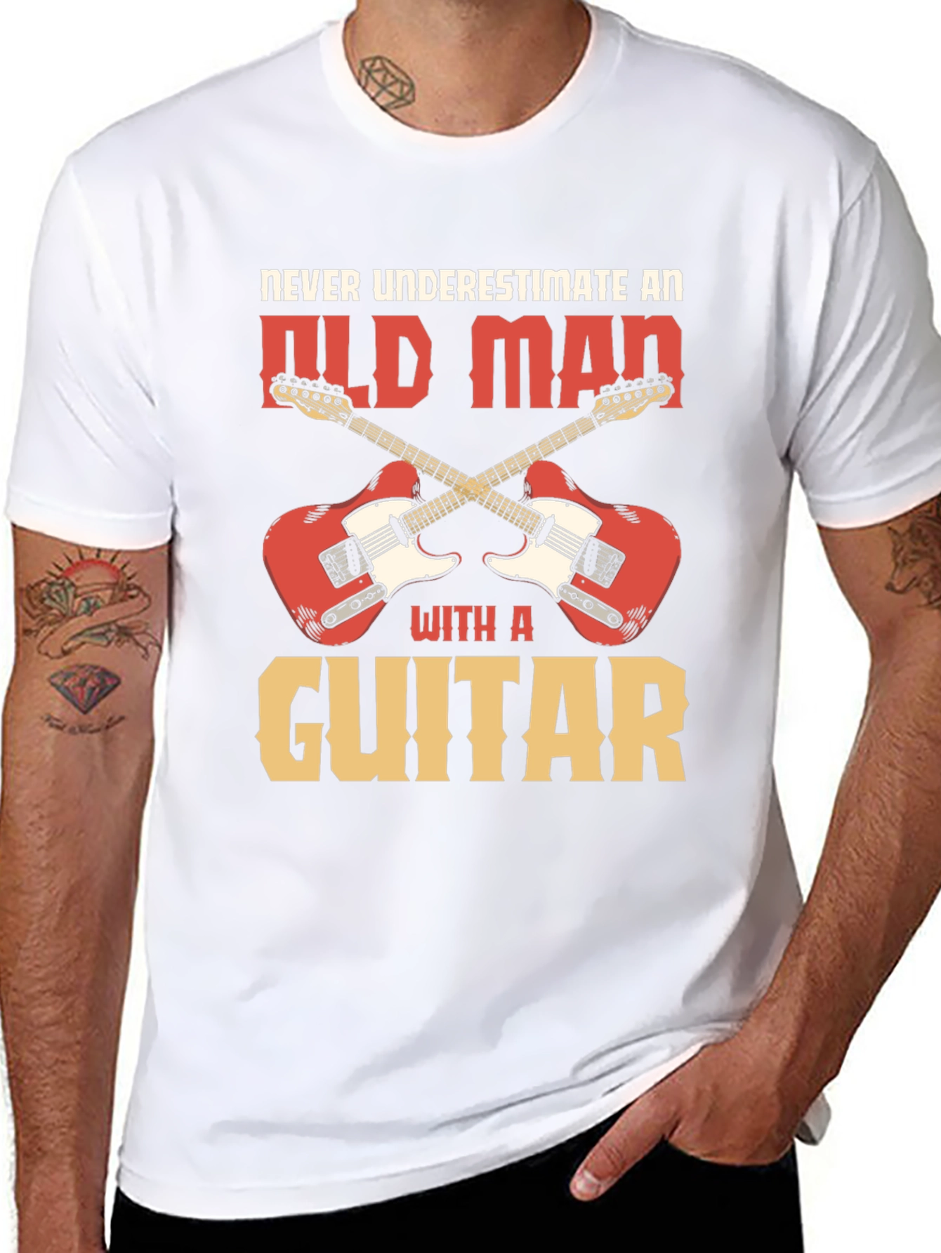 Never Underestimate an Old Man with a Guitar T-Shirt