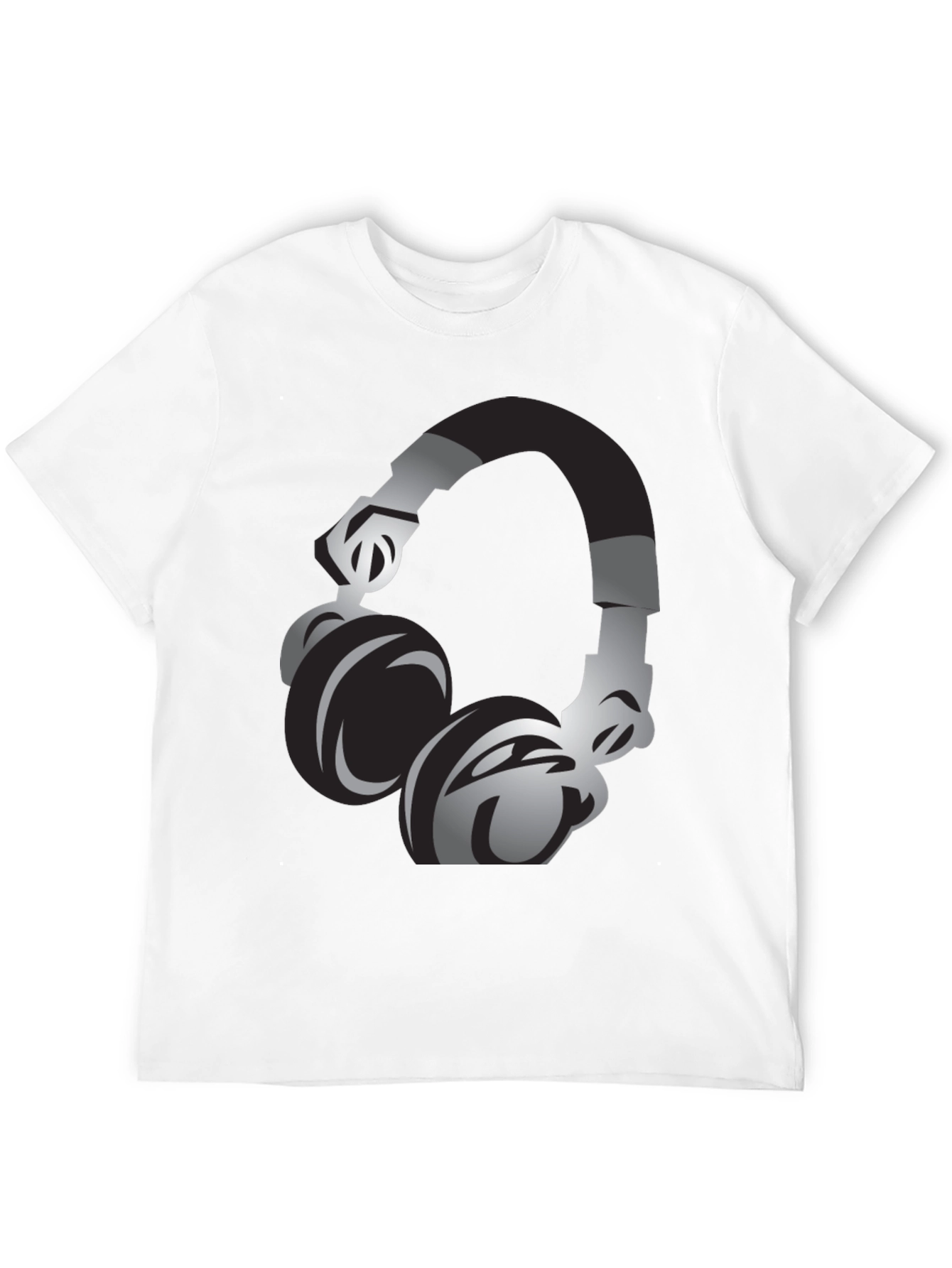 Black T-Shirt with Headphones Graphic