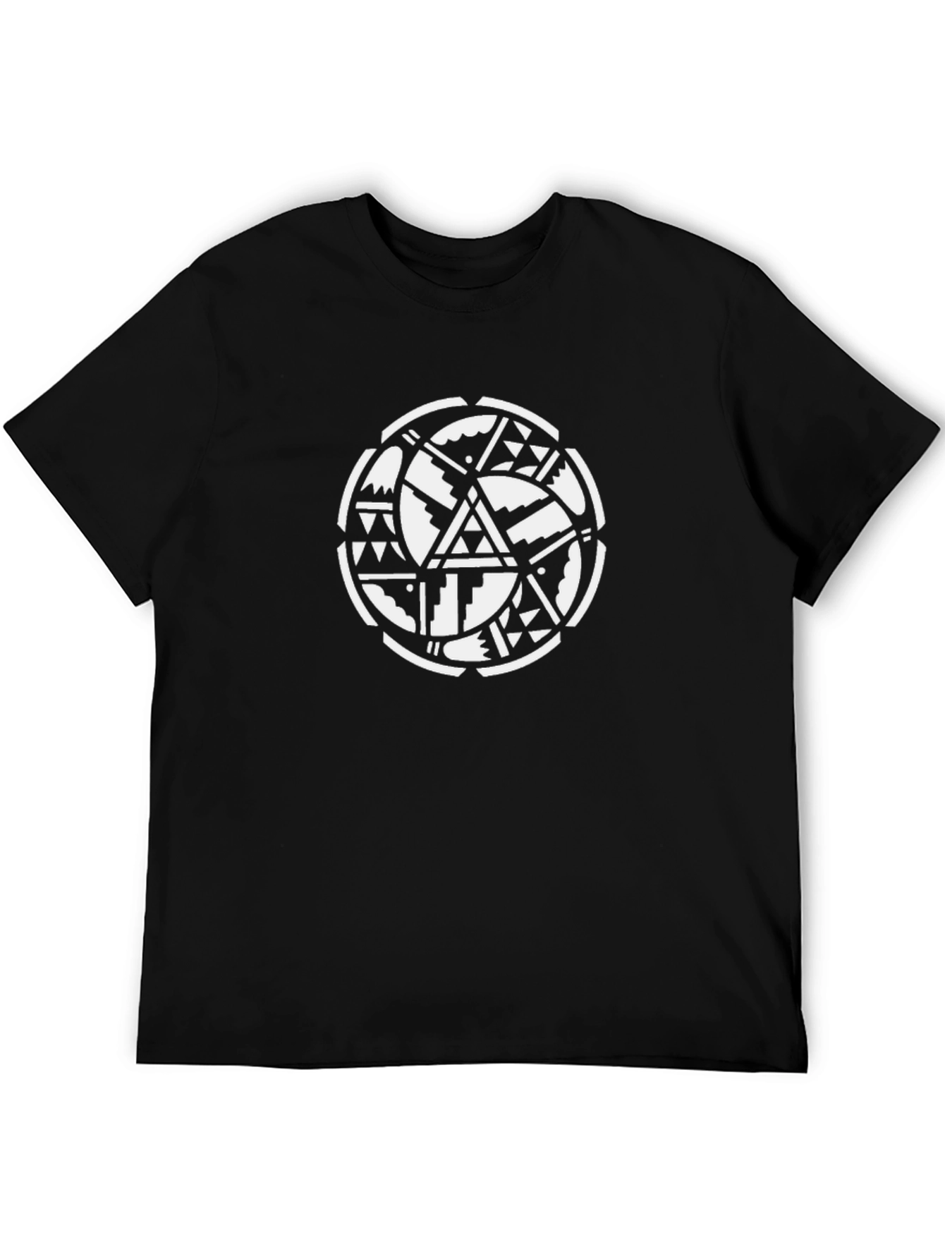 Tribal Geometric Graphic Black T-Shirt