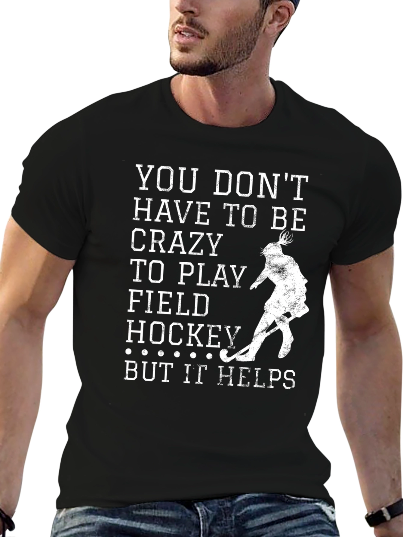 Crazy Field Hockey Black T-Shirt