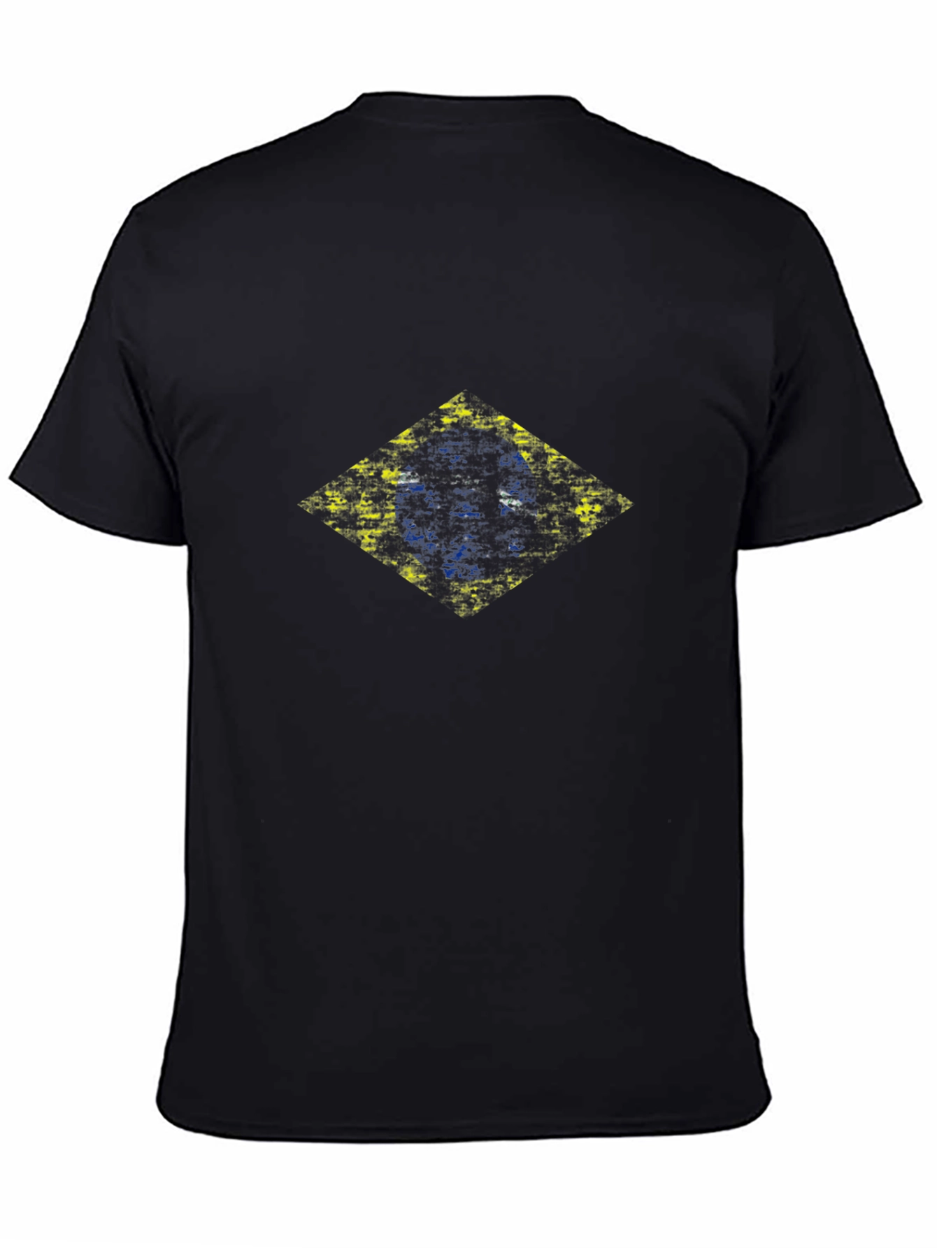 Distressed Brazil Flag Graphic Tee - Mens Black T-Shirt