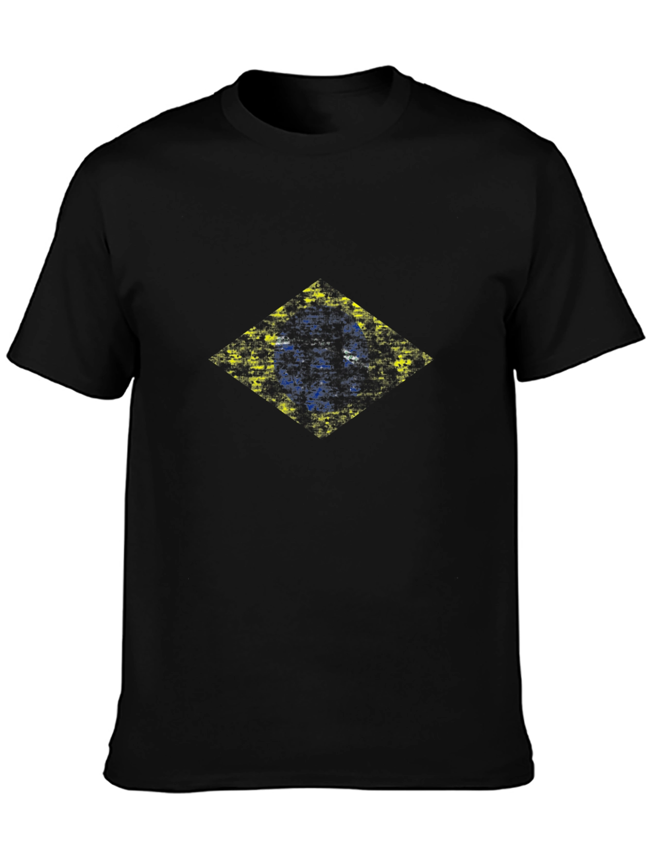 Distressed Brazil Flag Graphic Tee - Mens Black T-Shirt