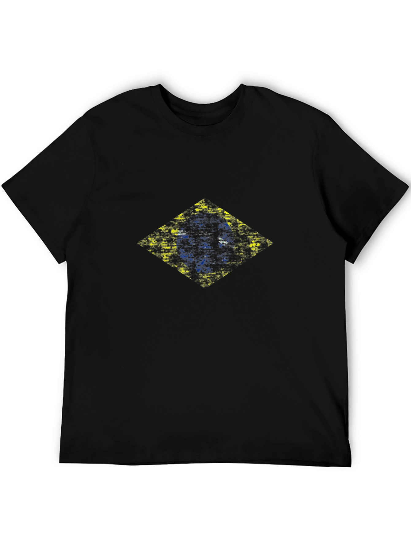 Distressed Brazil Flag Graphic Tee - Mens Black T-Shirt