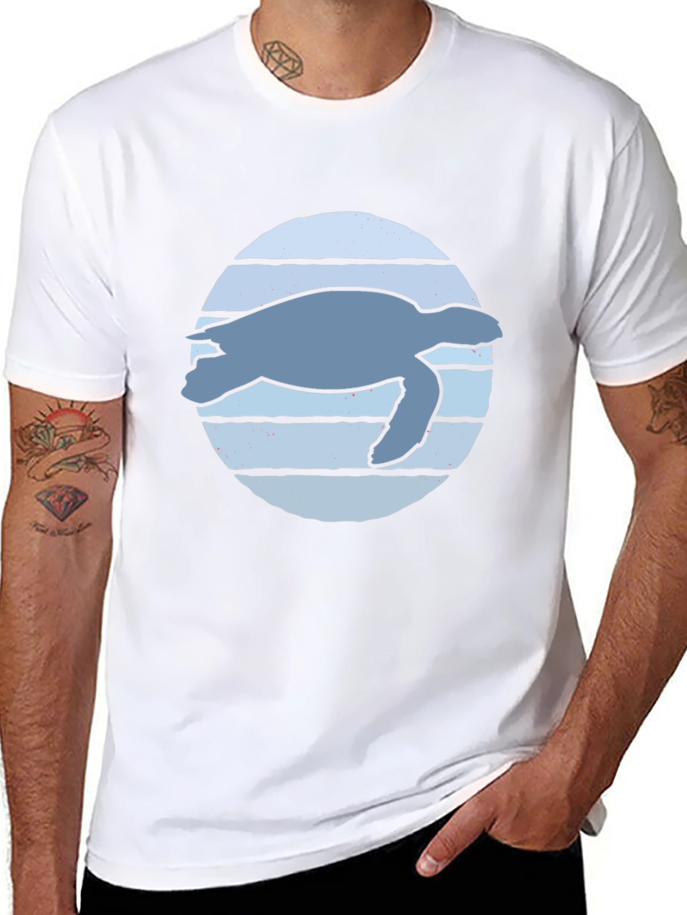 Sea Turtle Graphic Tee - Black Cotton Blend Shirt