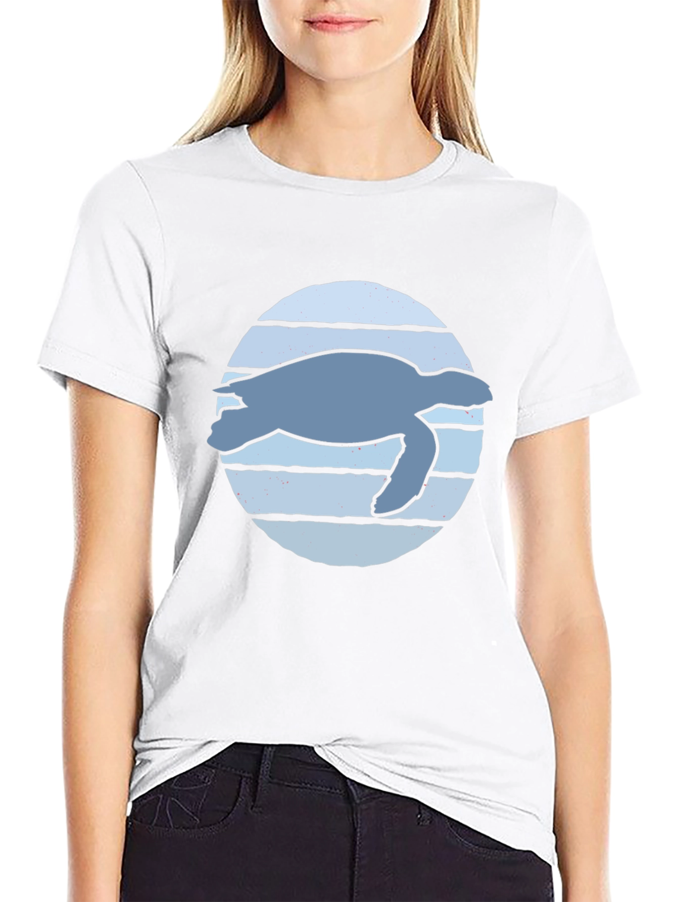 Sea Turtle Graphic Tee - Black Cotton Blend Shirt