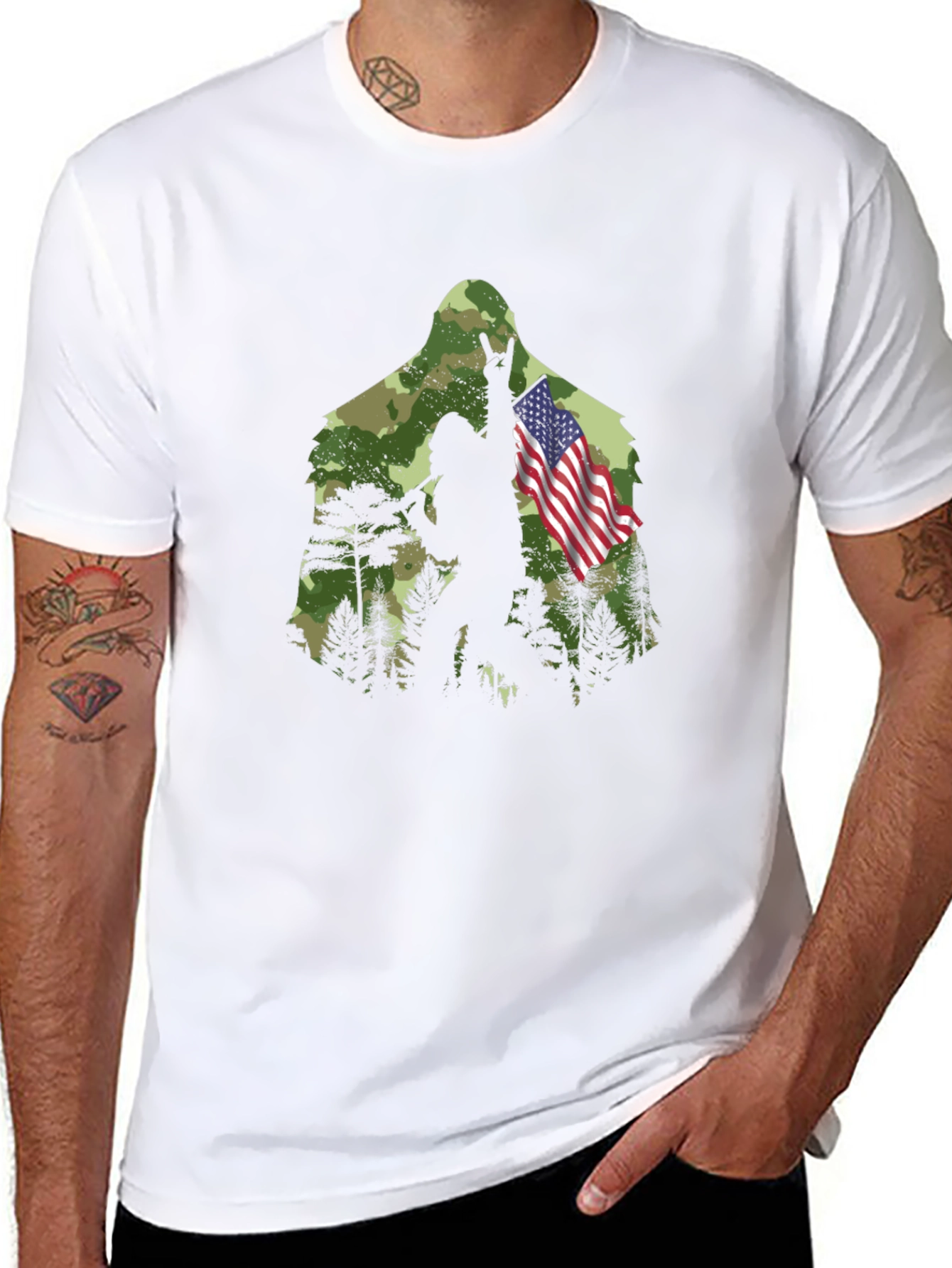 Patriotic Bigfoot Camo Tee