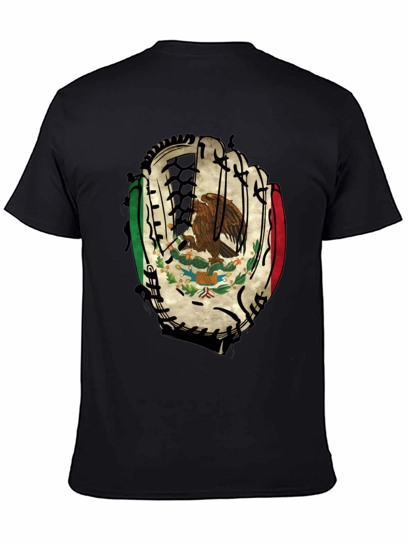 Mexico Baseball Glove T-Shirt - Mens Black Tee