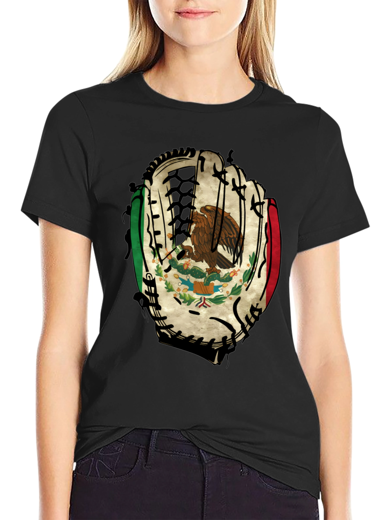 Mexico Baseball Glove T-Shirt - Mens Black Tee